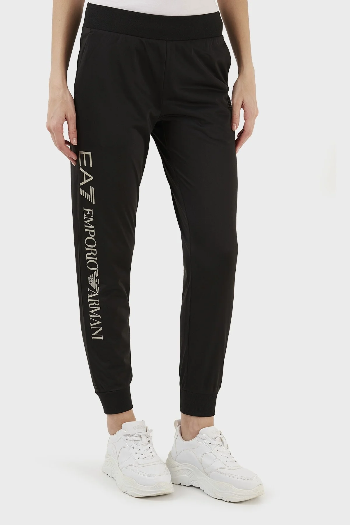 EA7 Regular Fit Fermuarlı Kapüşonlu Bayan Eşofman Takımı 6LTV62 TJ26Z 0200 SİYAH - 5