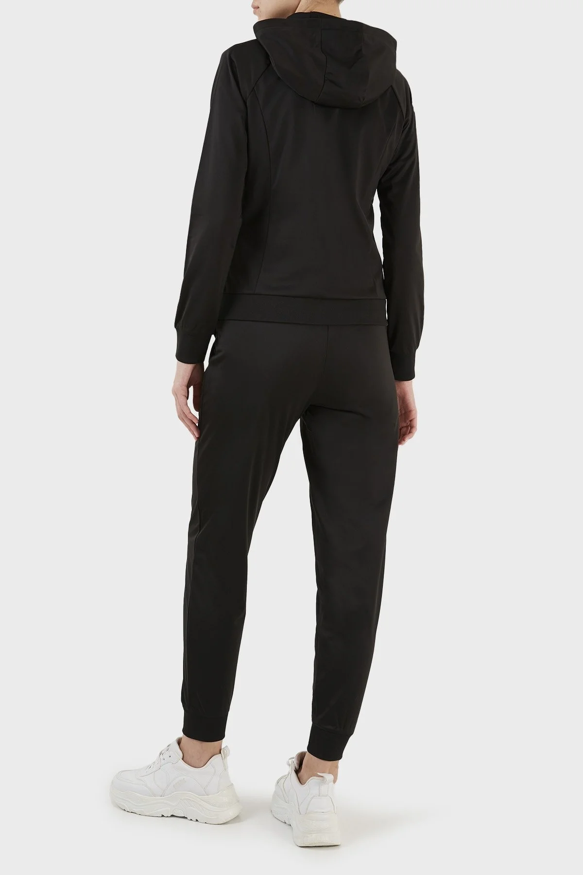 EA7 Regular Fit Fermuarlı Kapüşonlu Bayan Eşofman Takımı 6LTV62 TJ26Z 0200 SİYAH - 7