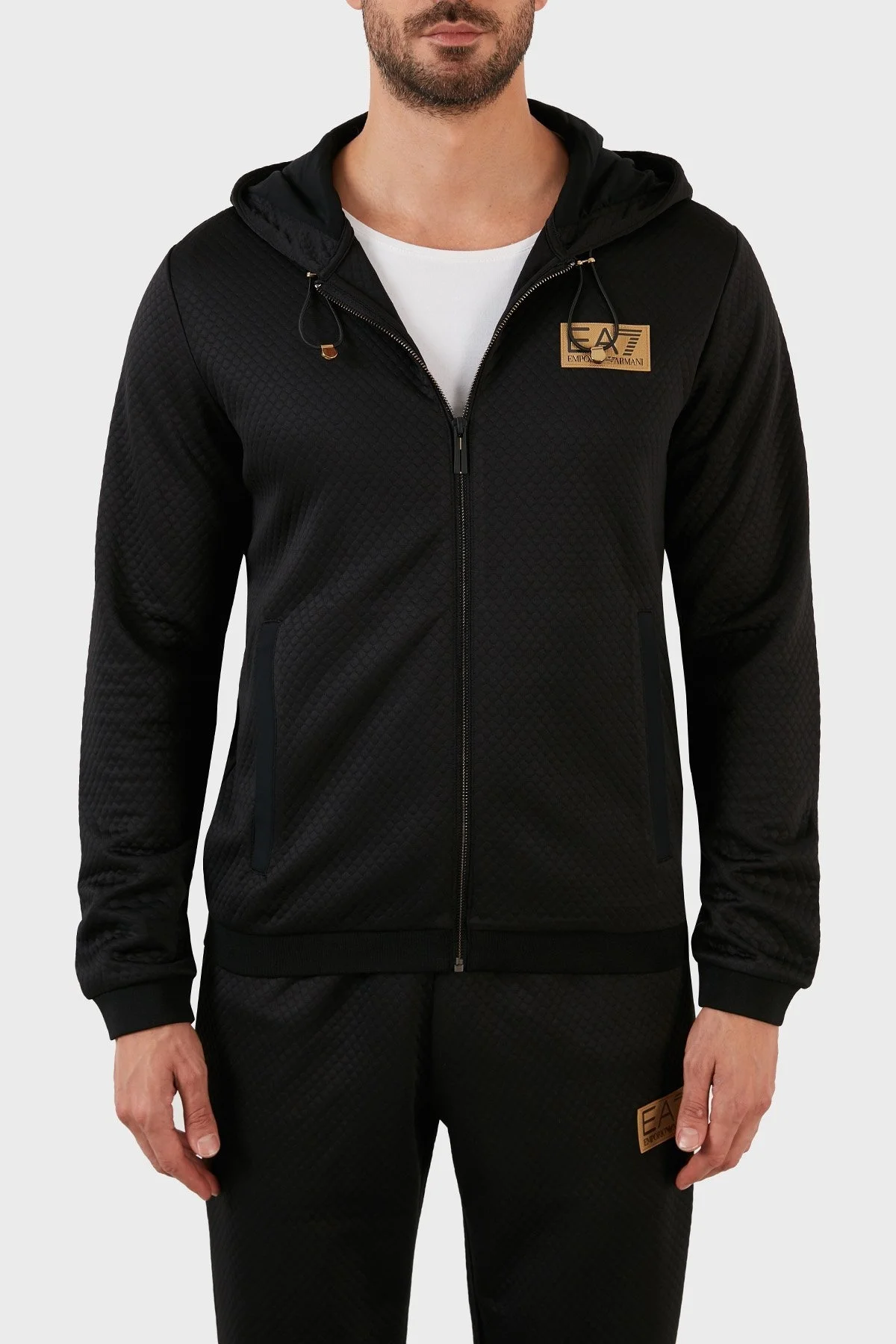 EA7 Regular Fit Fermuarlı Kapüşonlu Erkek Sweat 6LPM31 PJHXZ 1200 SİYAH - 1