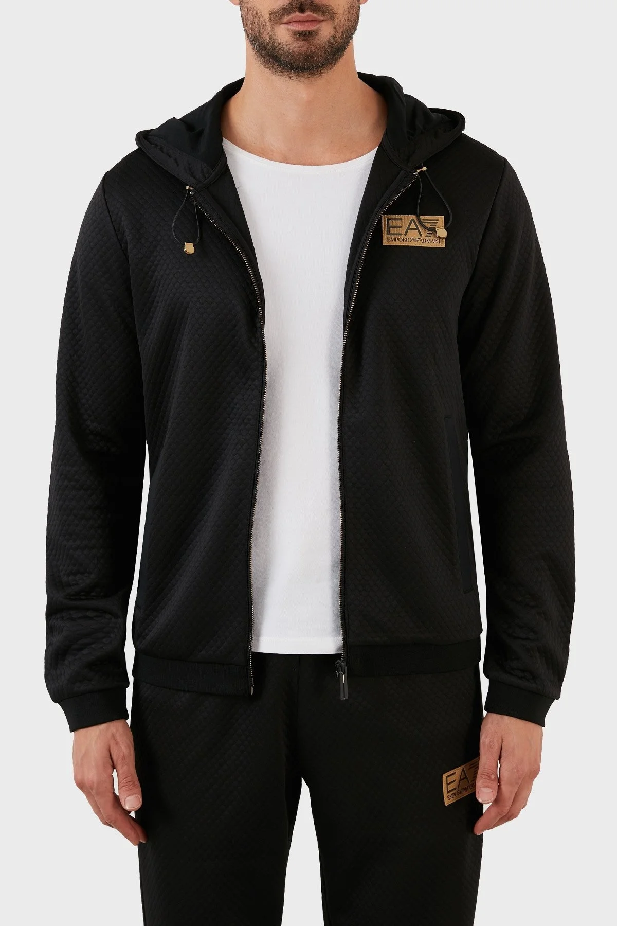 EA7 Regular Fit Fermuarlı Kapüşonlu Erkek Sweat 6LPM31 PJHXZ 1200 SİYAH - 3