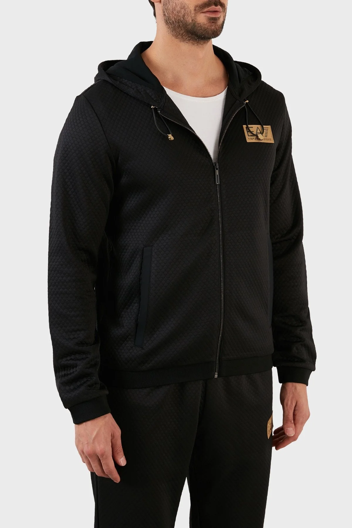 EA7 Regular Fit Fermuarlı Kapüşonlu Erkek Sweat 6LPM31 PJHXZ 1200 SİYAH - 4