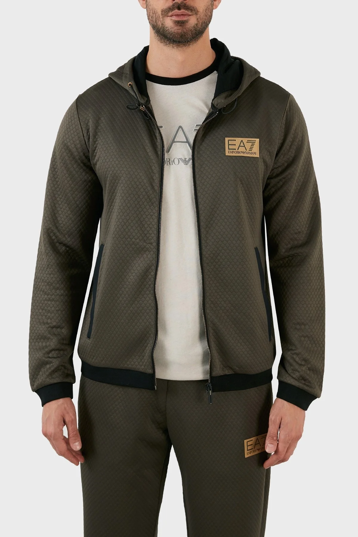 EA7 Regular Fit Fermuarlı Kapüşonlu Erkek Sweat 6LPM31 PJHXZ 1866 HAKİ - 3