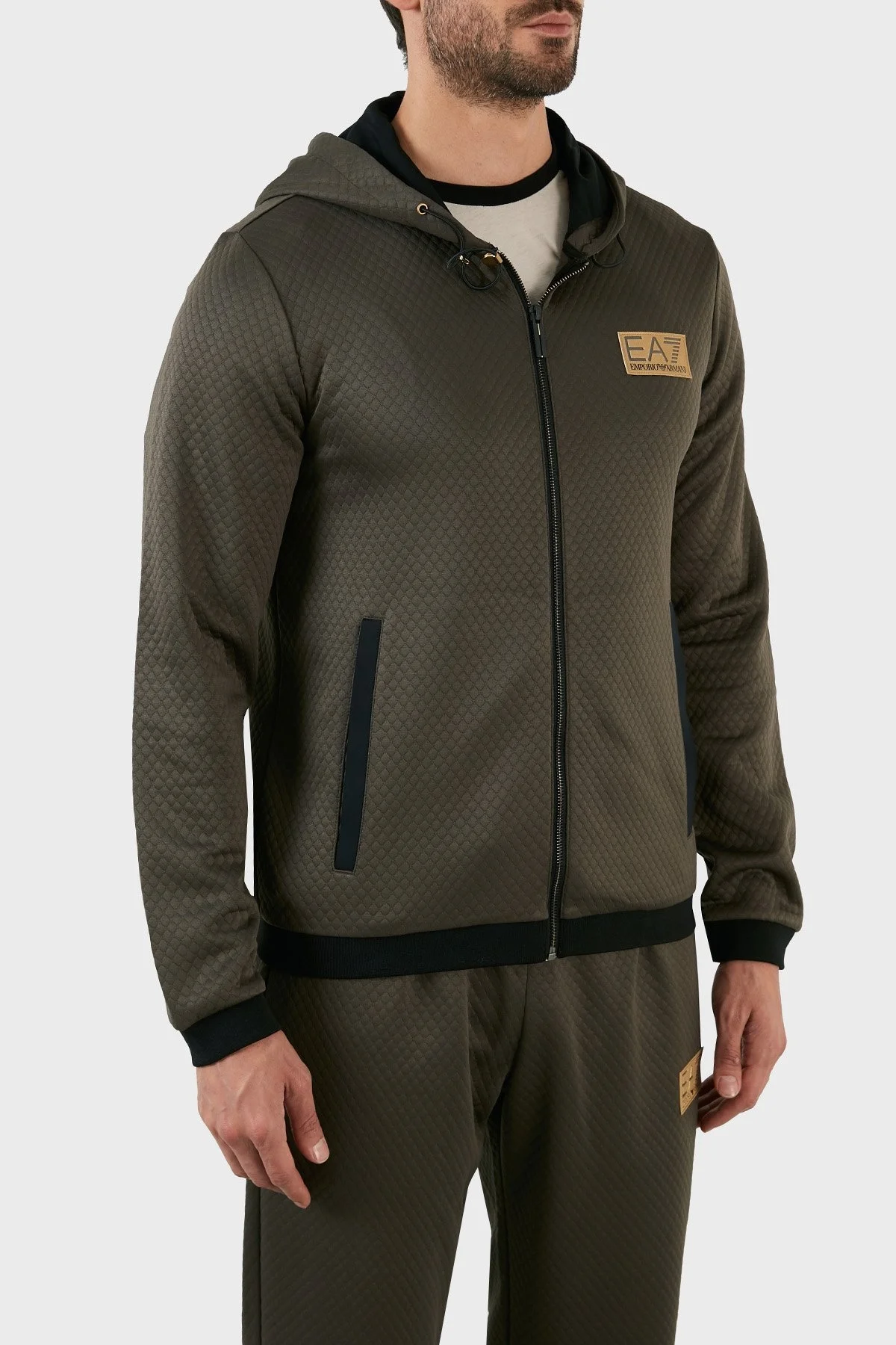 EA7 Regular Fit Fermuarlı Kapüşonlu Erkek Sweat 6LPM31 PJHXZ 1866 HAKİ - 4