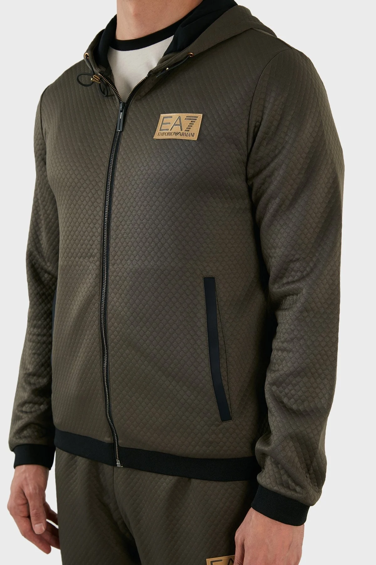 EA7 Regular Fit Fermuarlı Kapüşonlu Erkek Sweat 6LPM31 PJHXZ 1866 HAKİ - 6