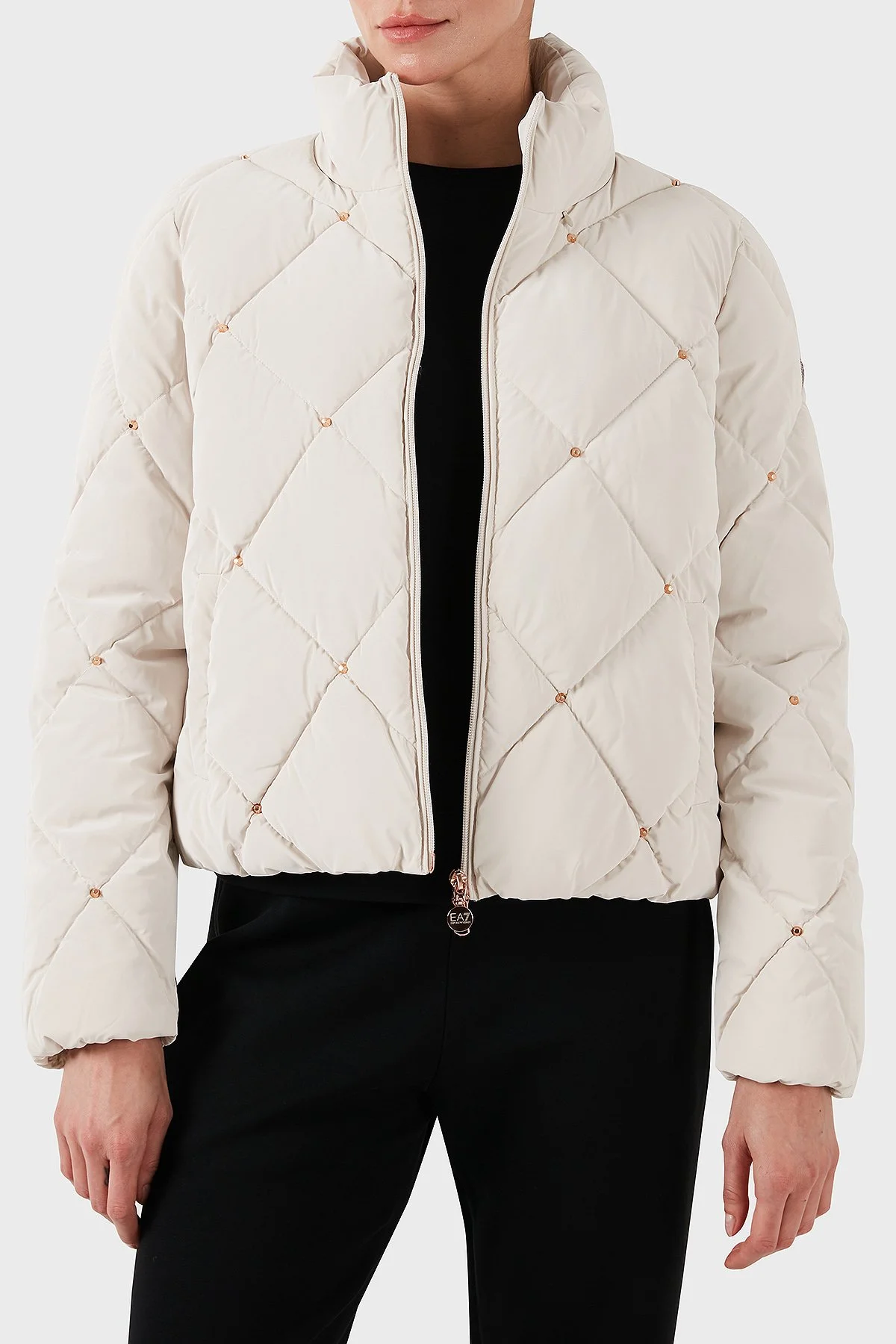 EA7 Regular Fit Gizli Kapüşonlu Dik Yaka Crop Şişme Kadın Mont 6DTB14 TNDMZ 1120 BEYAZ - 2