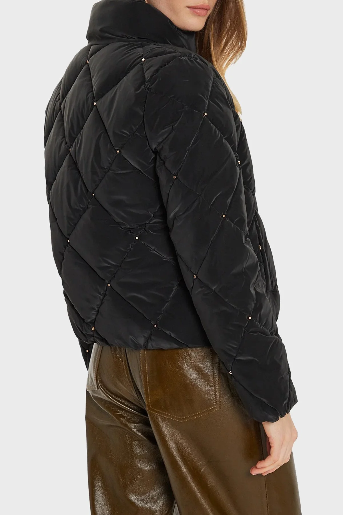 EA7 Regular Fit Gizli Kapüşonlu Dik Yaka Crop Şişme Kadın Mont 6DTB14 TNDMZ 1200 SİYAH - 3