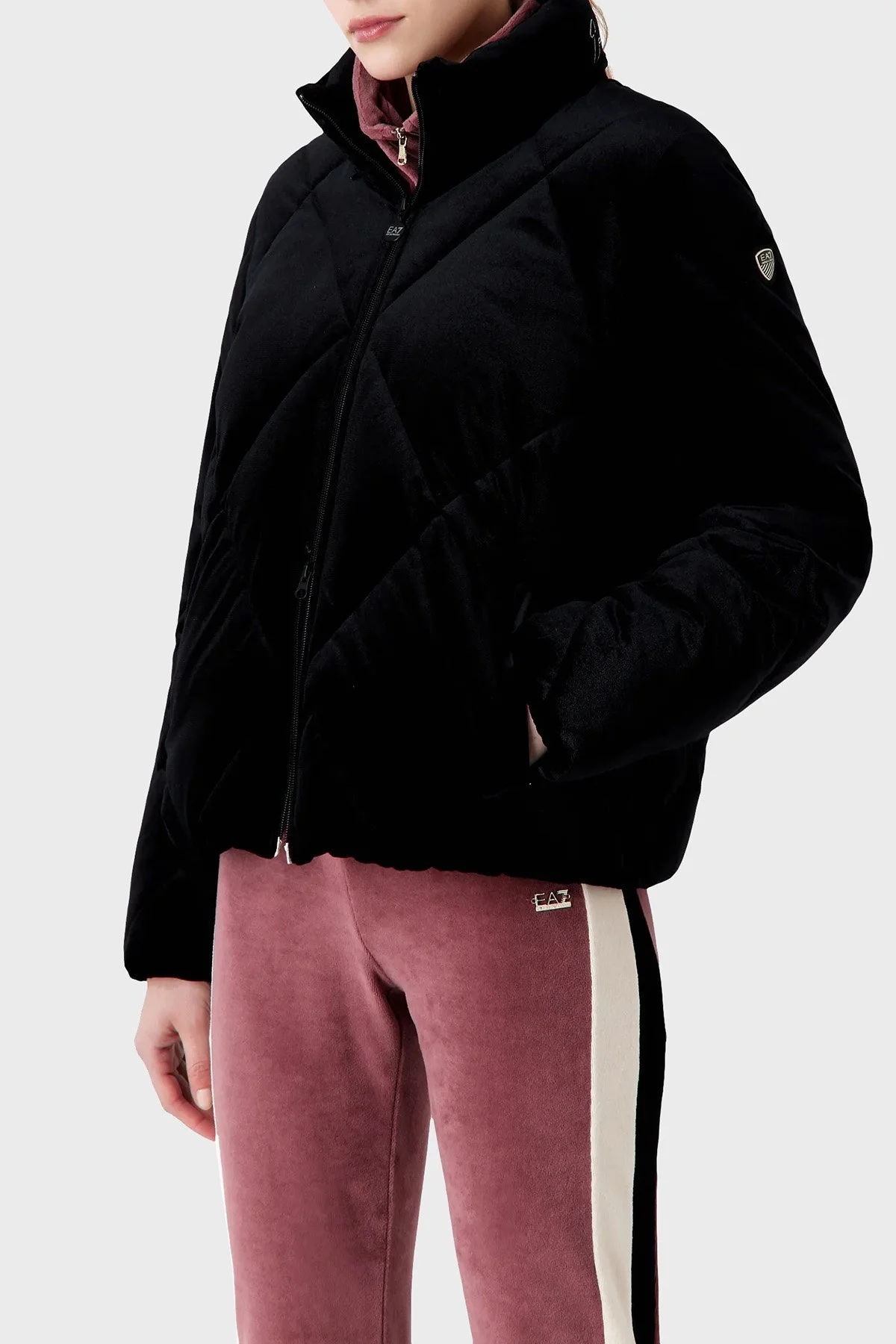 EA7 Regular Fit Kadife Bomber Bayan Mont 6RTB04 TN7VZ 1200 SİYAH - 1