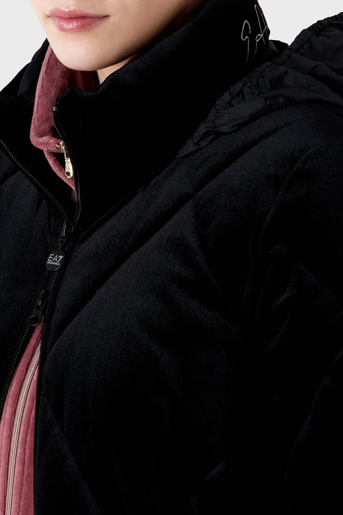 EA7 Regular Fit Kadife Bomber Bayan Mont 6RTB04 TN7VZ 1200 SİYAH - 2
