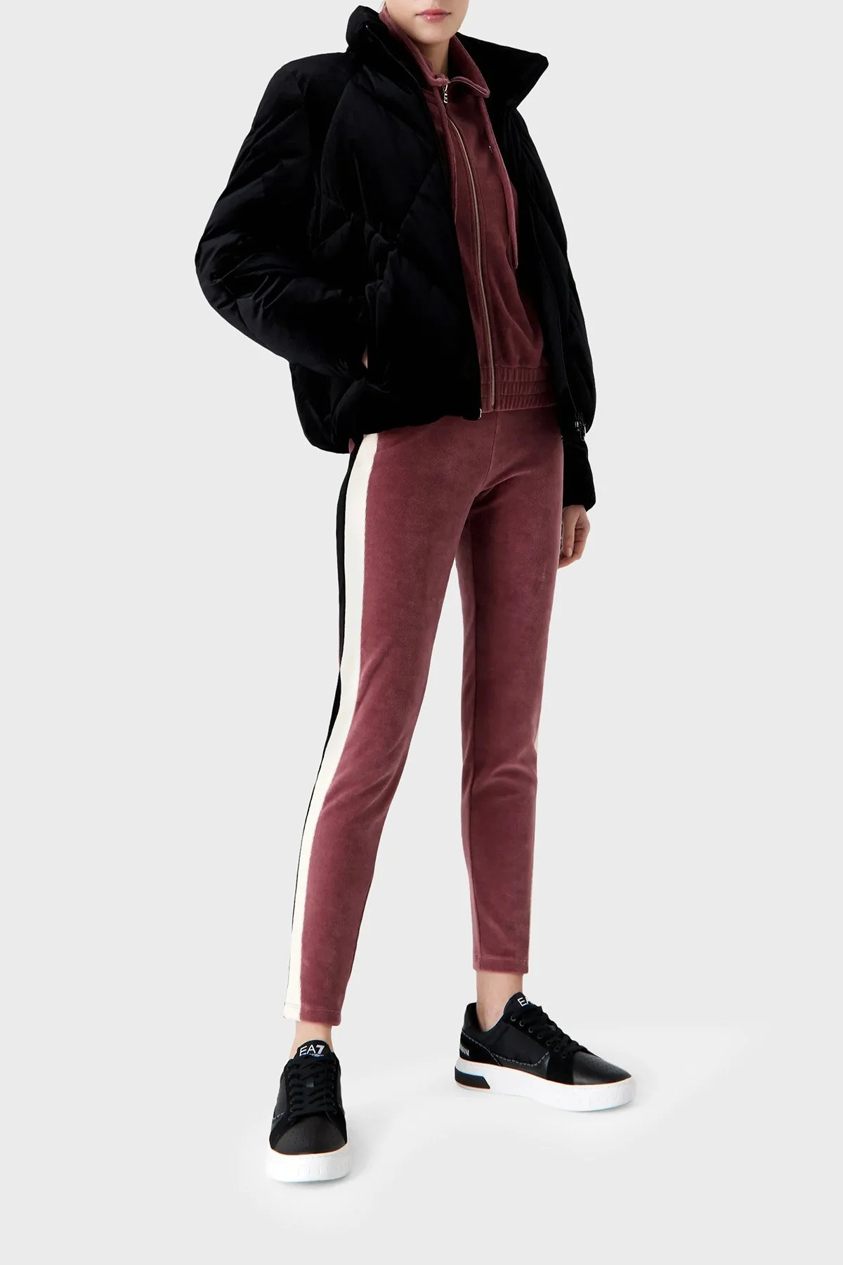 EA7 Regular Fit Kadife Bomber Kadın Mont 6RTB04 TN7VZ 1200 SİYAH - 3