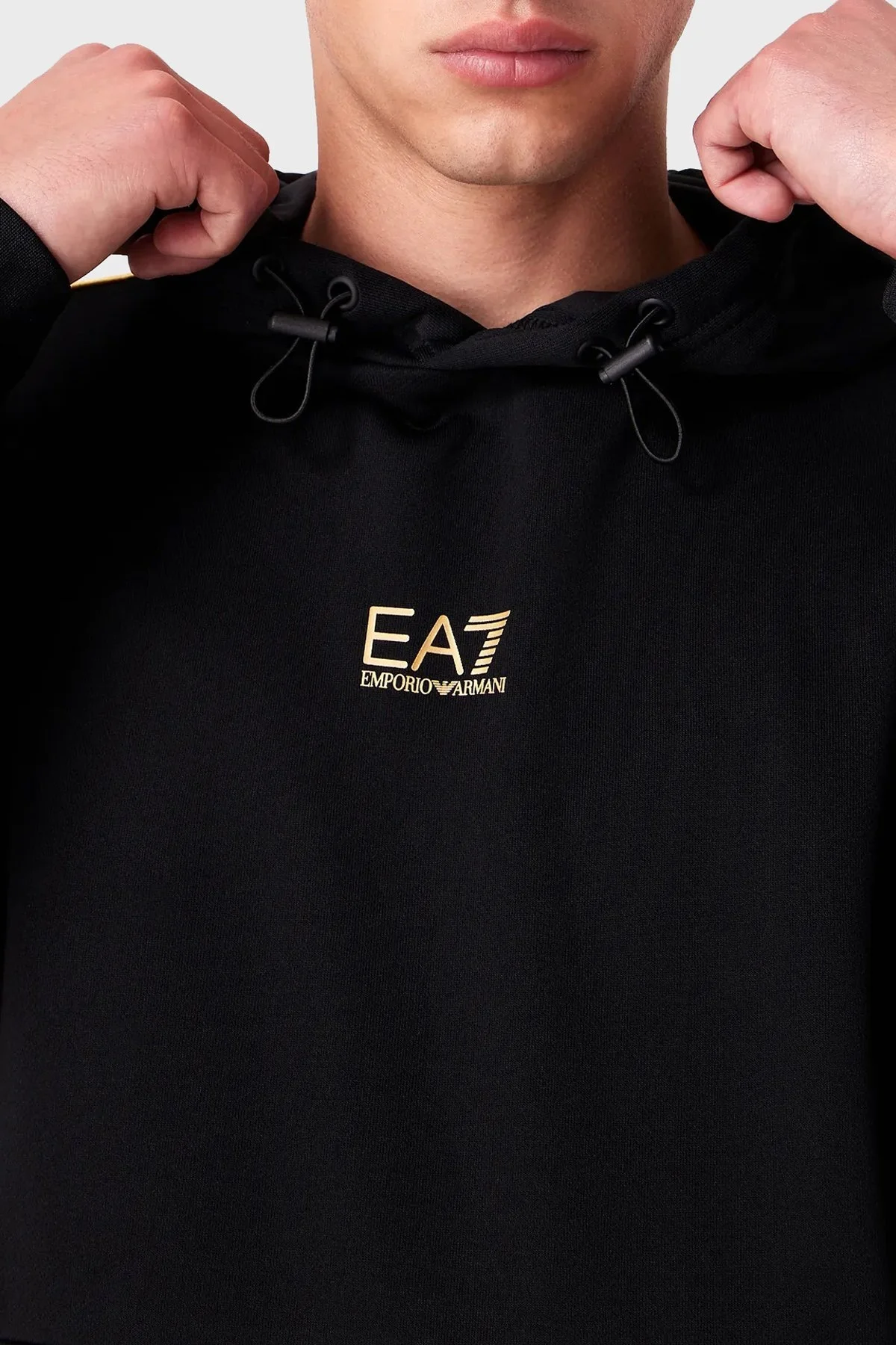 EA7 Regular Fit Kanguru Cepli Kapüşonlu Erkek Sweat 6RPM06 PJ16Z 0208 SİYAH - 3