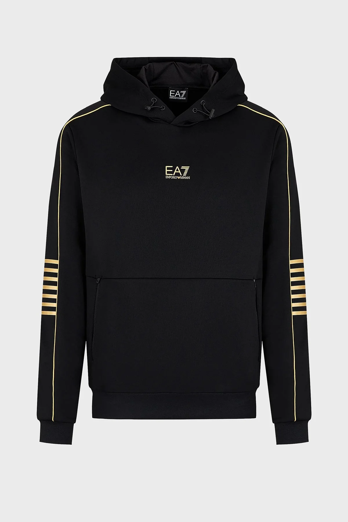 EA7 Regular Fit Kanguru Cepli Kapüşonlu Erkek Sweat 6RPM06 PJ16Z 0208 SİYAH - 4