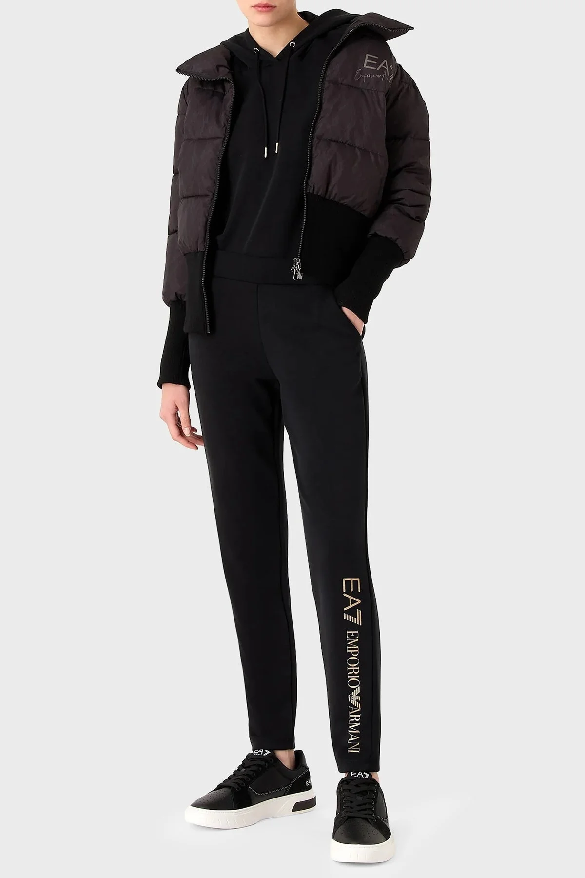EA7 Regular Fit Kapüşonlu Bayan Eşofman Takımı 6RTV53 TJDCZ 0200 SİYAH - 2
