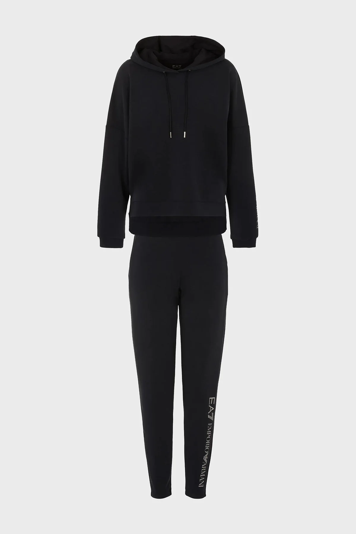 EA7 Regular Fit Kapüşonlu Bayan Eşofman Takımı 6RTV53 TJDCZ 0200 SİYAH - 5