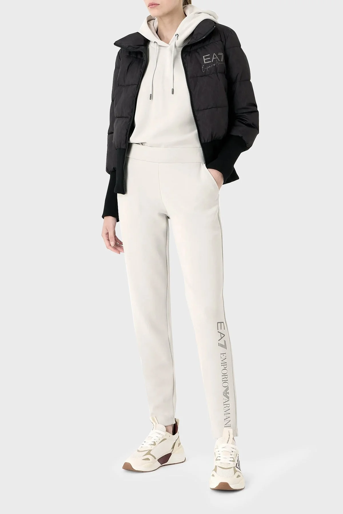 EA7 Regular Fit Kapüşonlu Bayan Eşofman Takımı 6RTV53 TJDCZ 1931 GRİ - 2