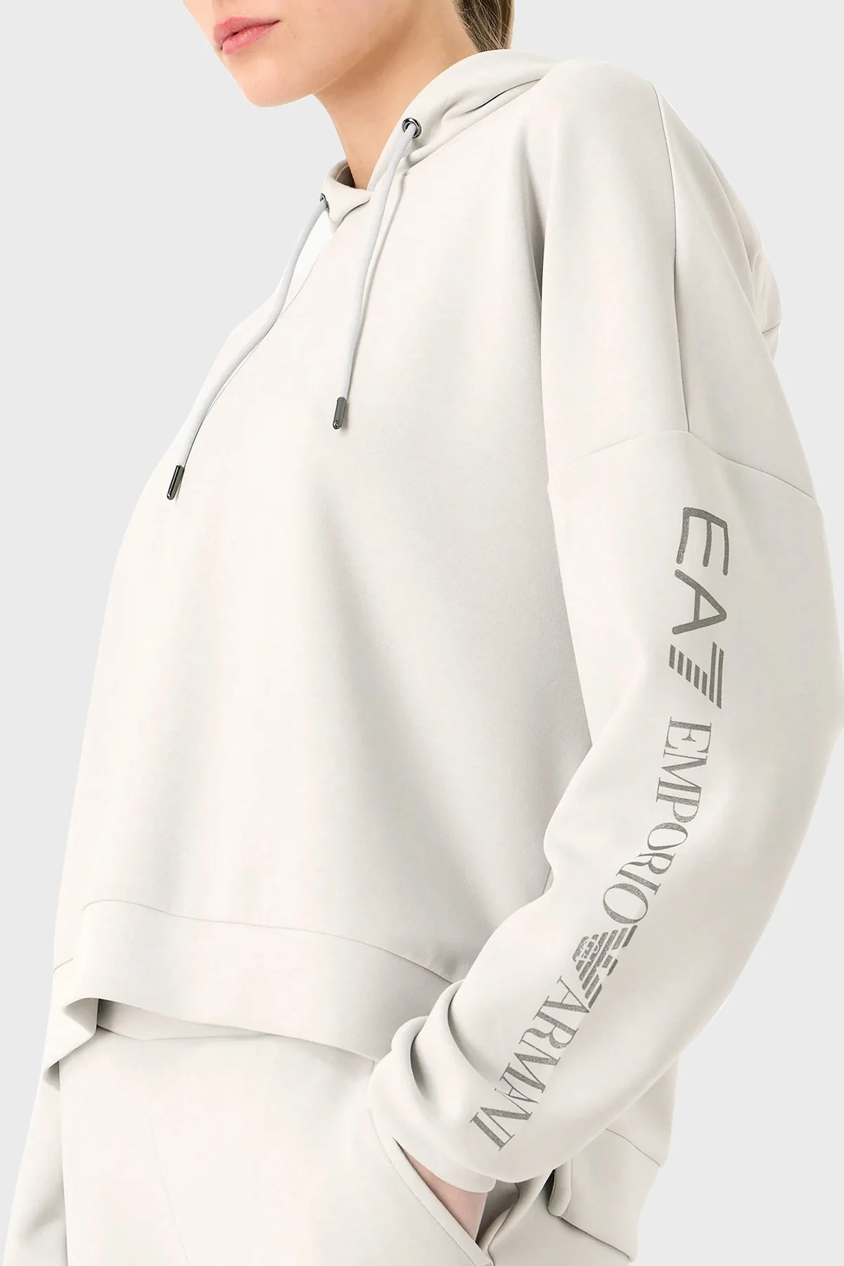 EA7 Regular Fit Kapüşonlu Bayan Eşofman Takımı 6RTV53 TJDCZ 1931 GRİ - 3