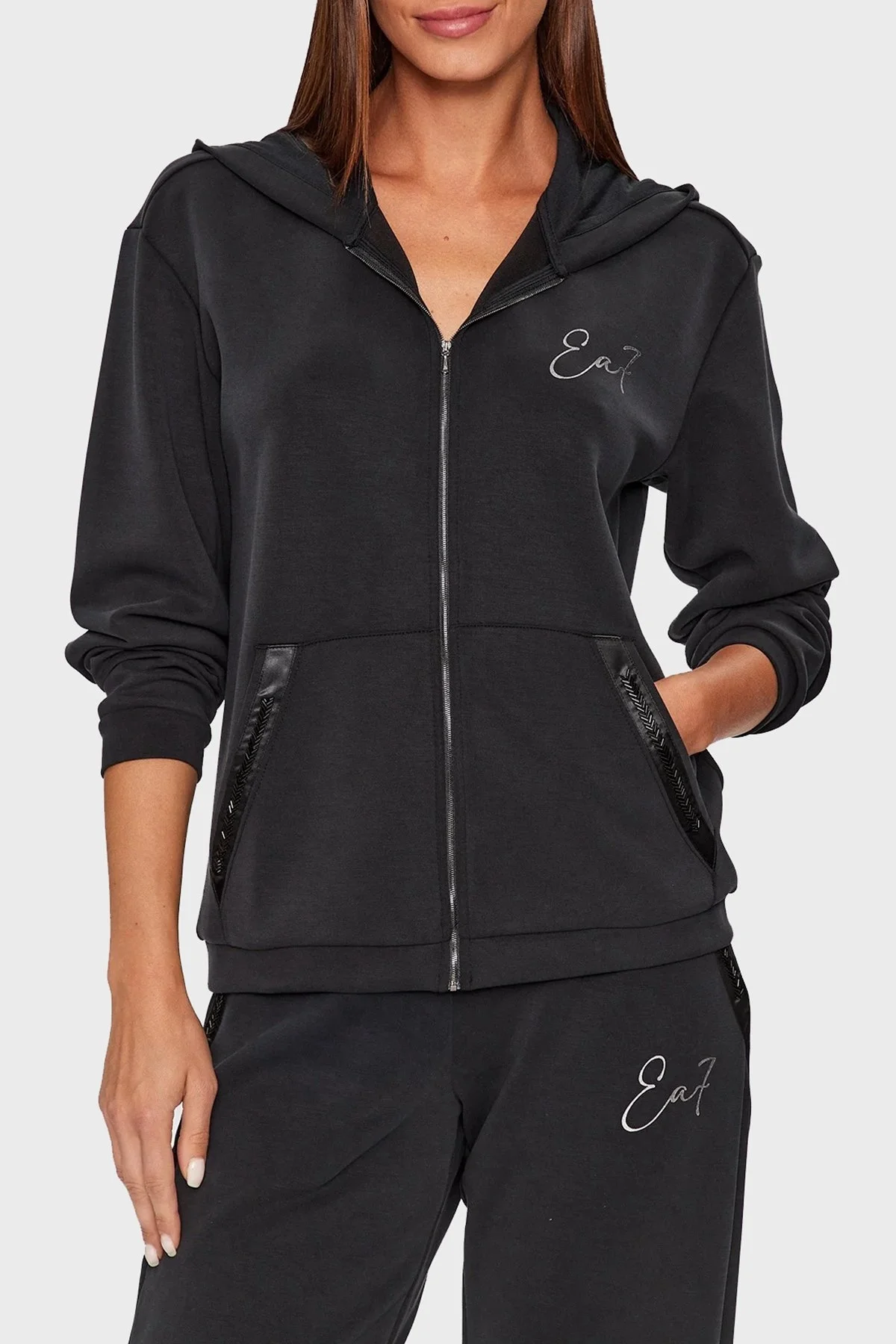 EA7 Regular Fit Kapüşonlu Bayan Sweat 6RTM20 TJDCZ 1200 SİYAH - 1