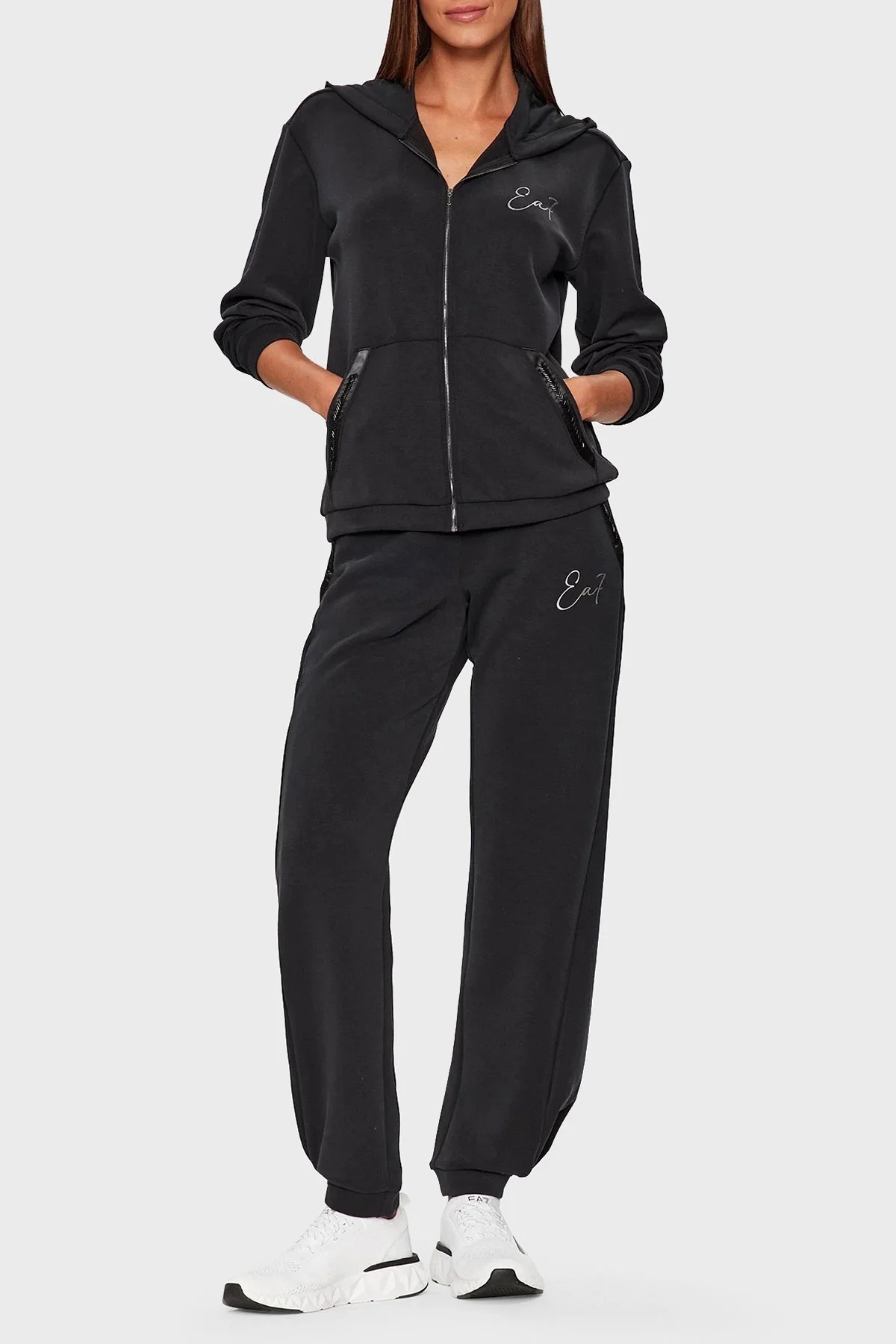 EA7 Regular Fit Kapüşonlu Bayan Sweat 6RTM20 TJDCZ 1200 SİYAH - 3