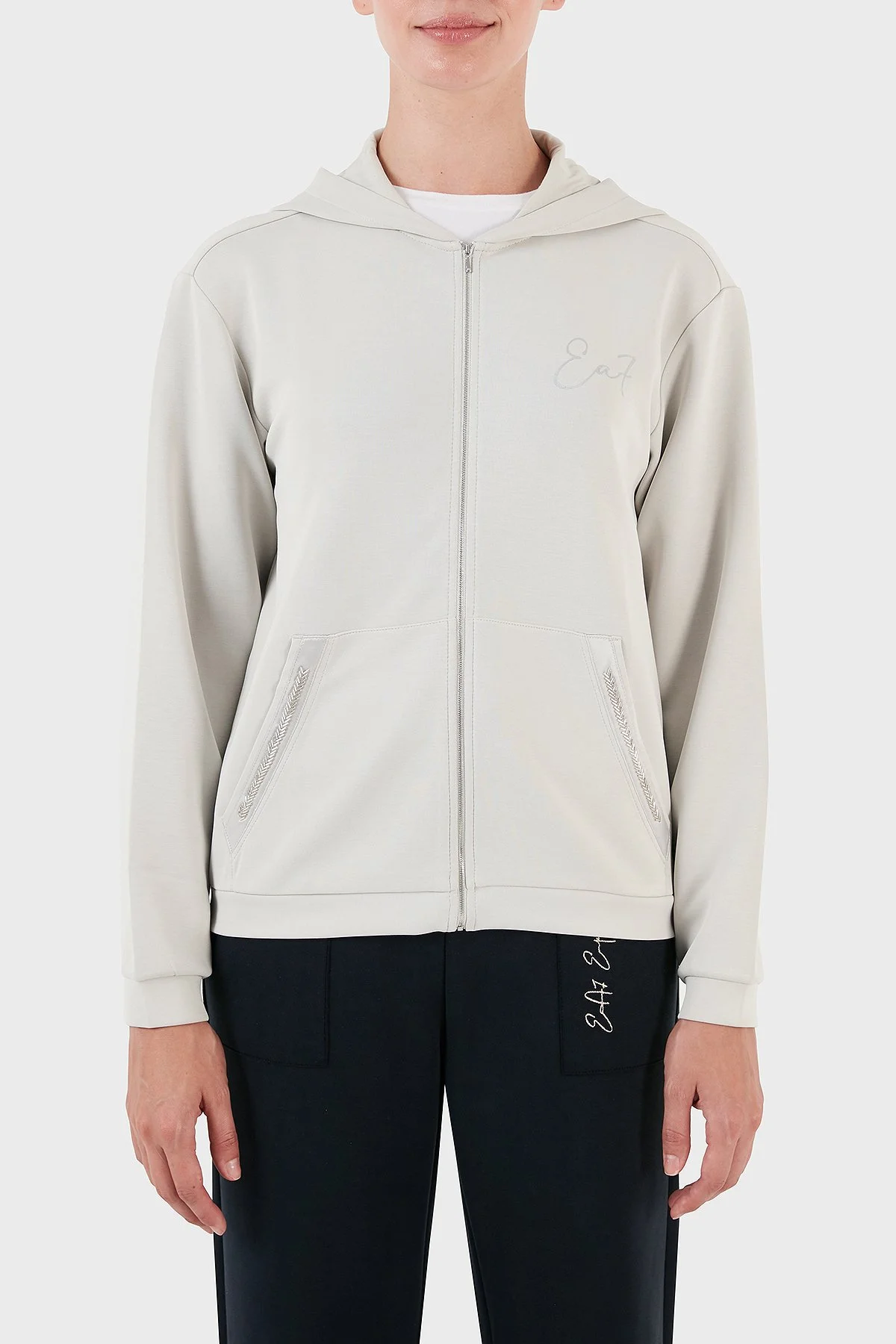 EA7 Regular Fit Kapüşonlu Kadın Sweat 6RTM20 TJDCZ 1931 GRİ - 1