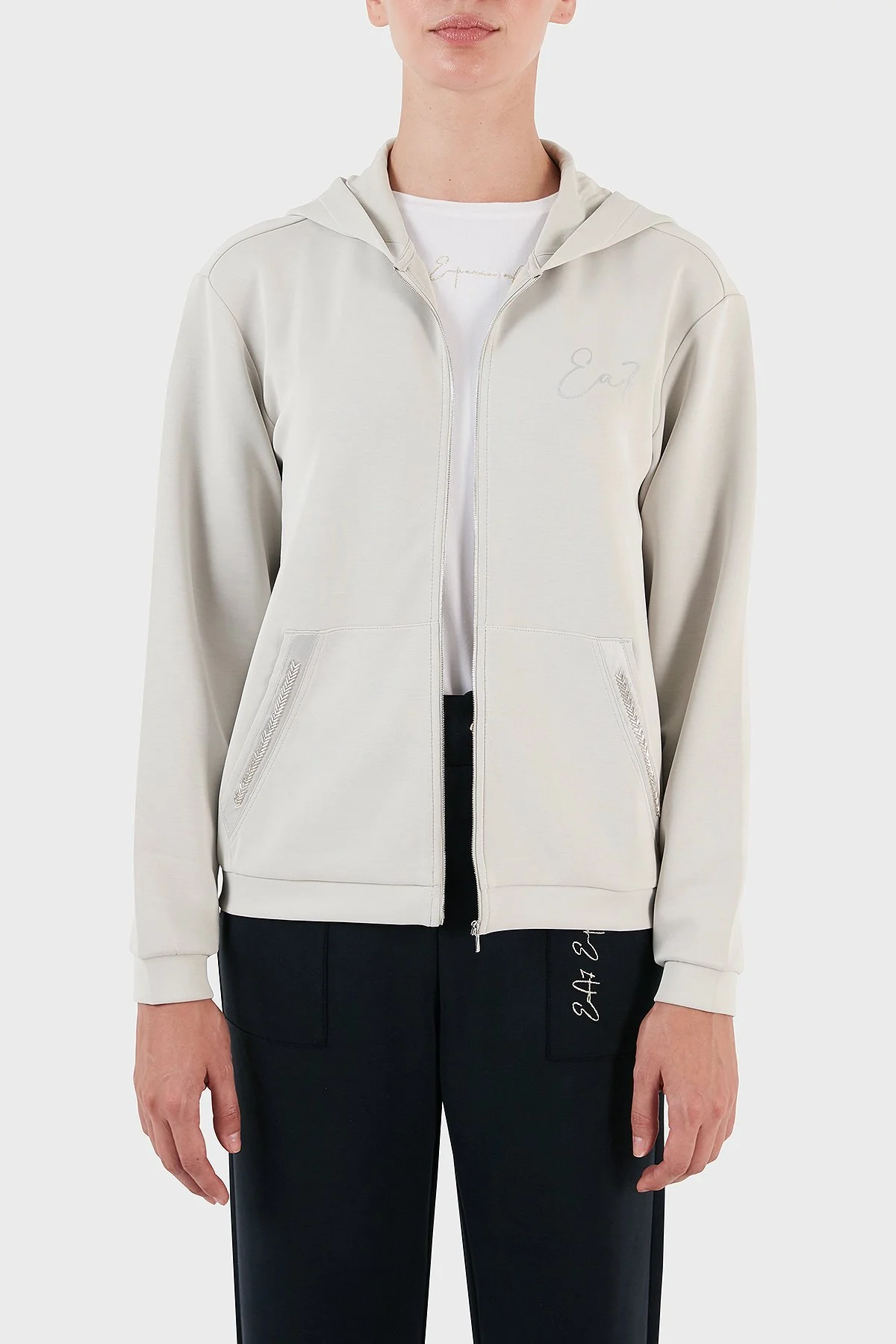EA7 Regular Fit Kapüşonlu Kadın Sweat 6RTM20 TJDCZ 1931 GRİ - 5