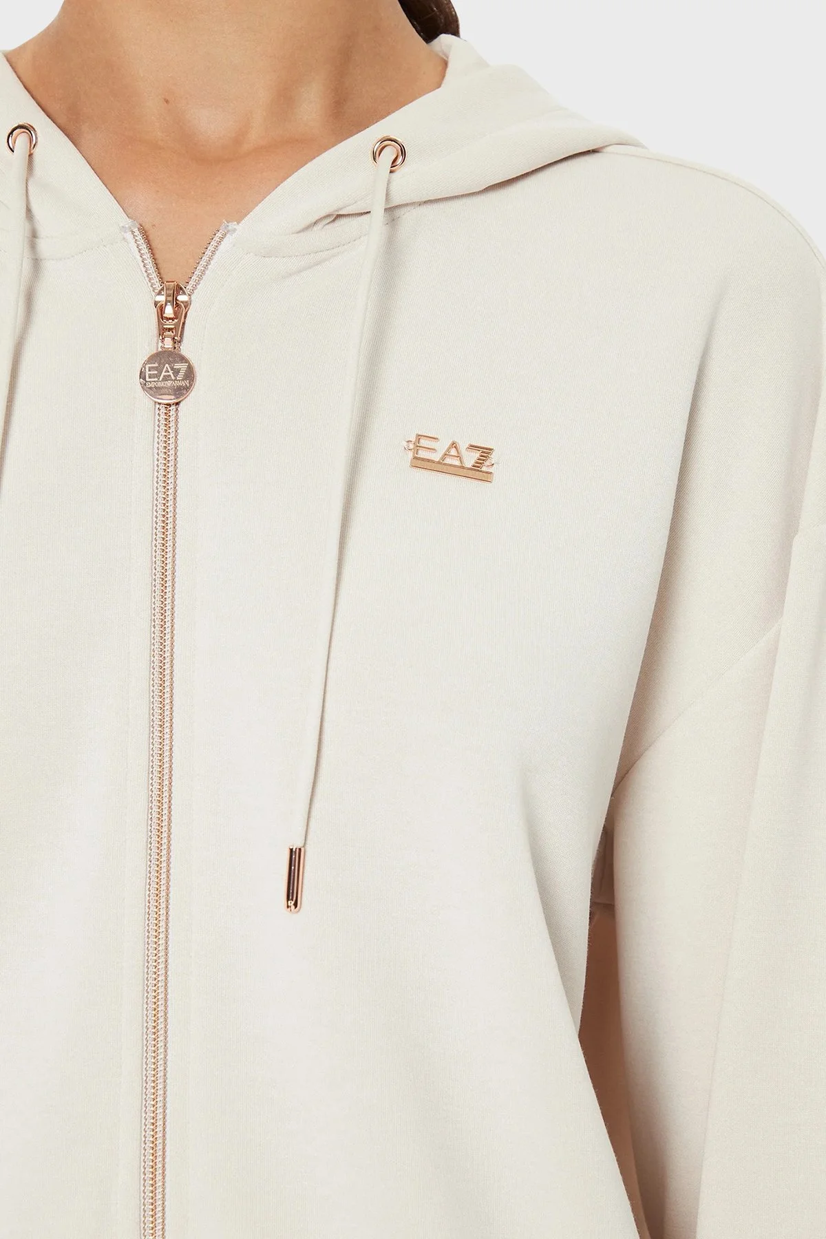 EA7 Regular Fit Kapüşonlu Fermuarlı Kadın Sweat 6DTM08 TJZBZ 1120 BEYAZ - 5