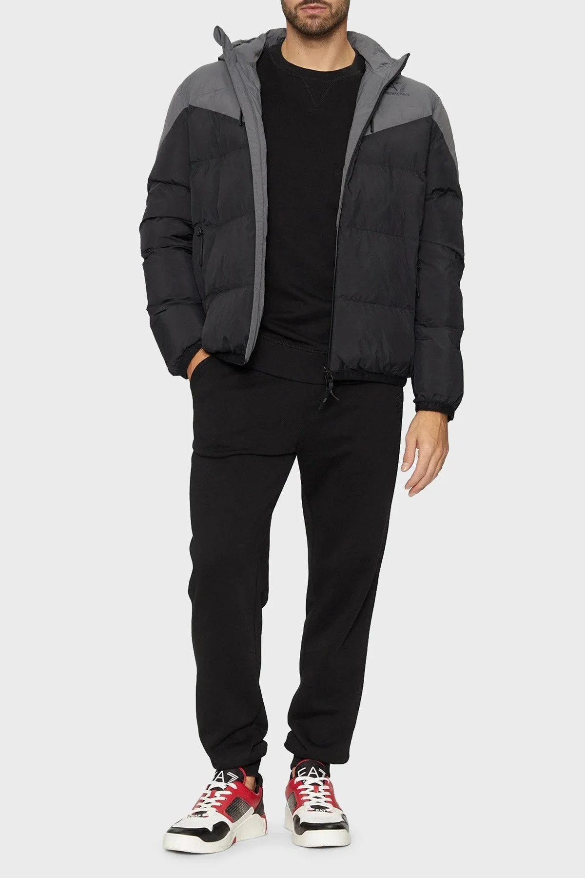 EA7 Regular Fit Kapüşonlu Logolu Şişme Erkek Mont 6DPB30 PNDOZ 1200 SİYAH - 2