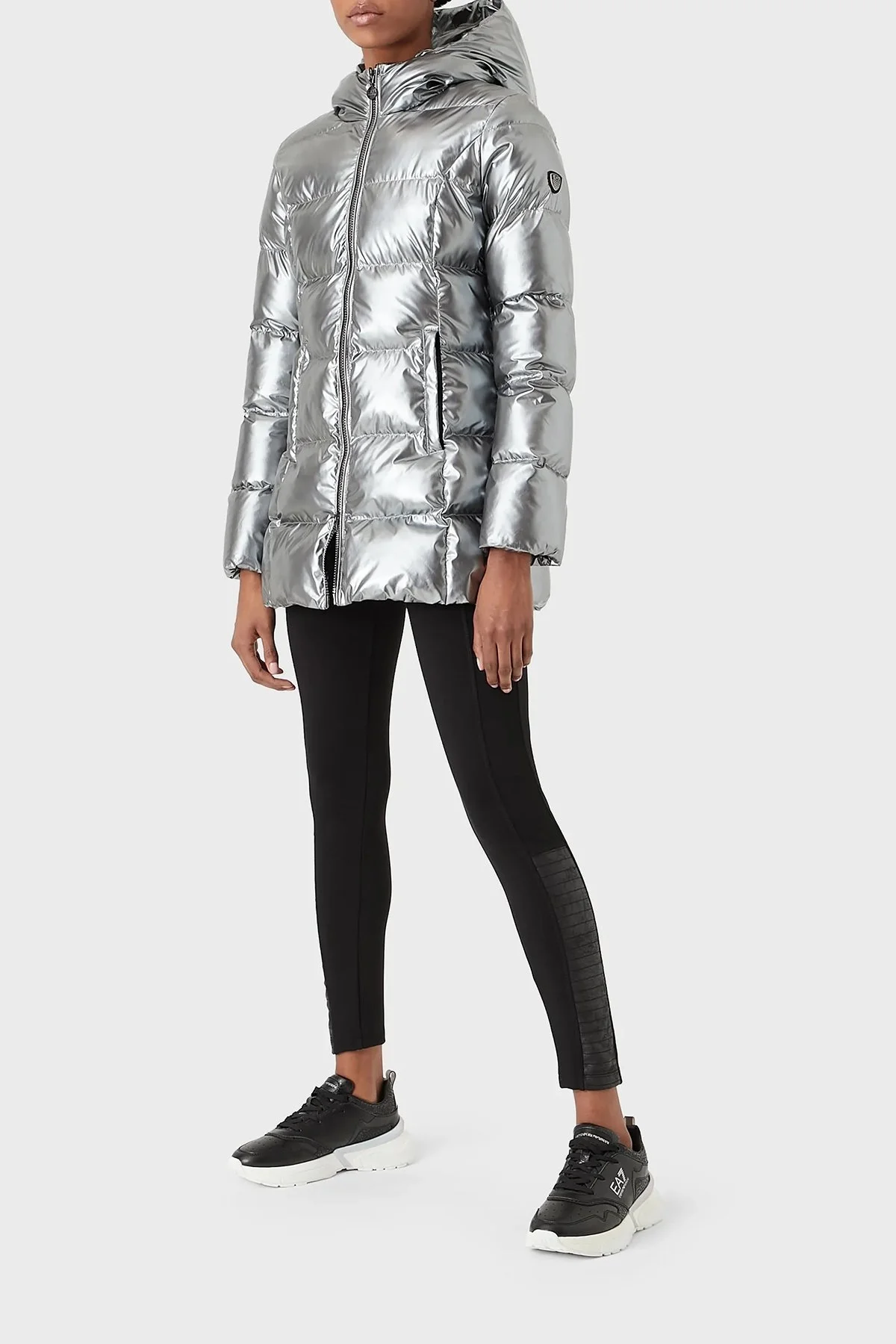 EA7 Regular Fit Kapüşonlu Parlak Şişme Bayan Mont 6LTK20 TN3VZ 1991 GRİ - 1