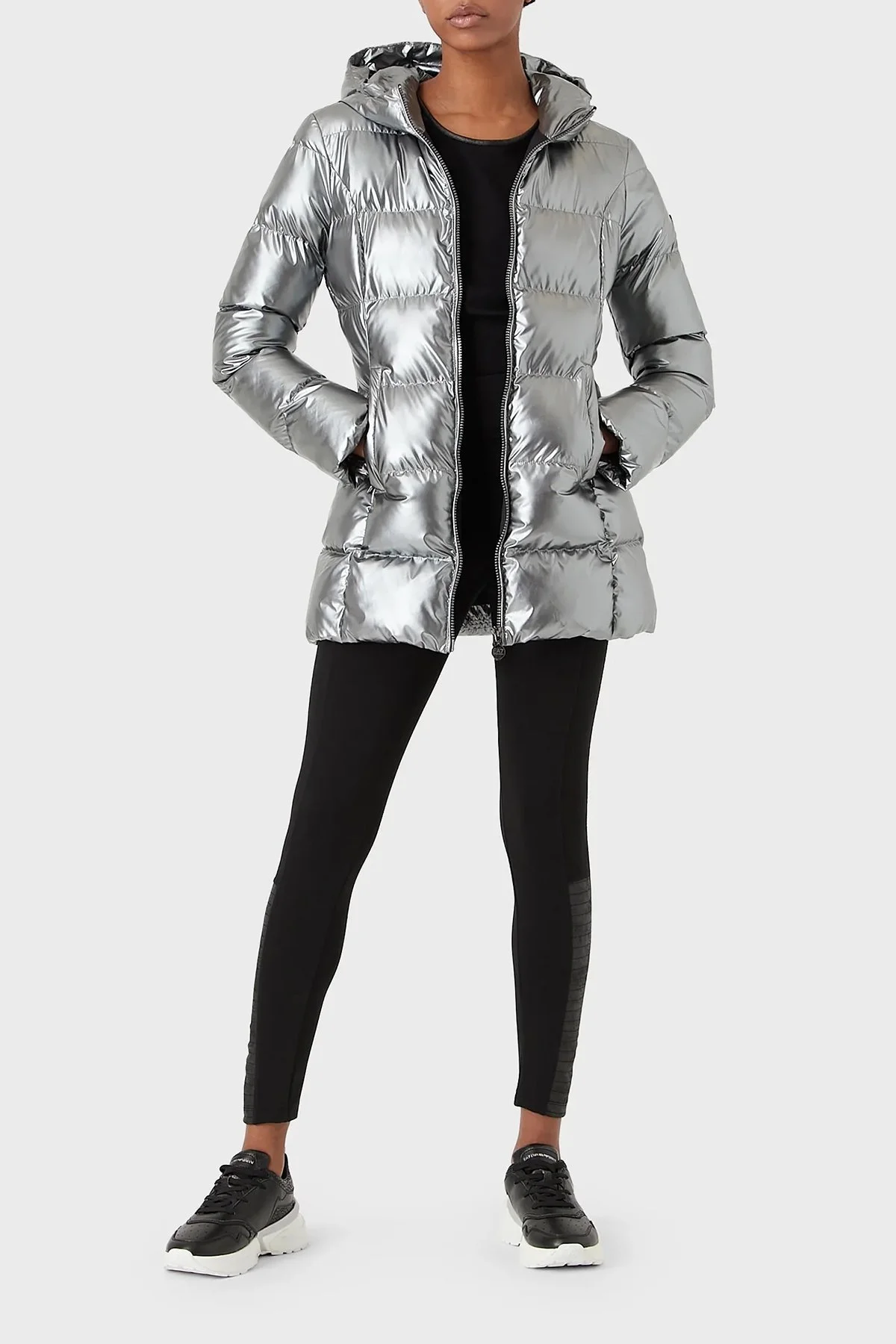 EA7 Regular Fit Kapüşonlu Parlak Şişme Bayan Mont 6LTK20 TN3VZ 1991 GRİ - 2