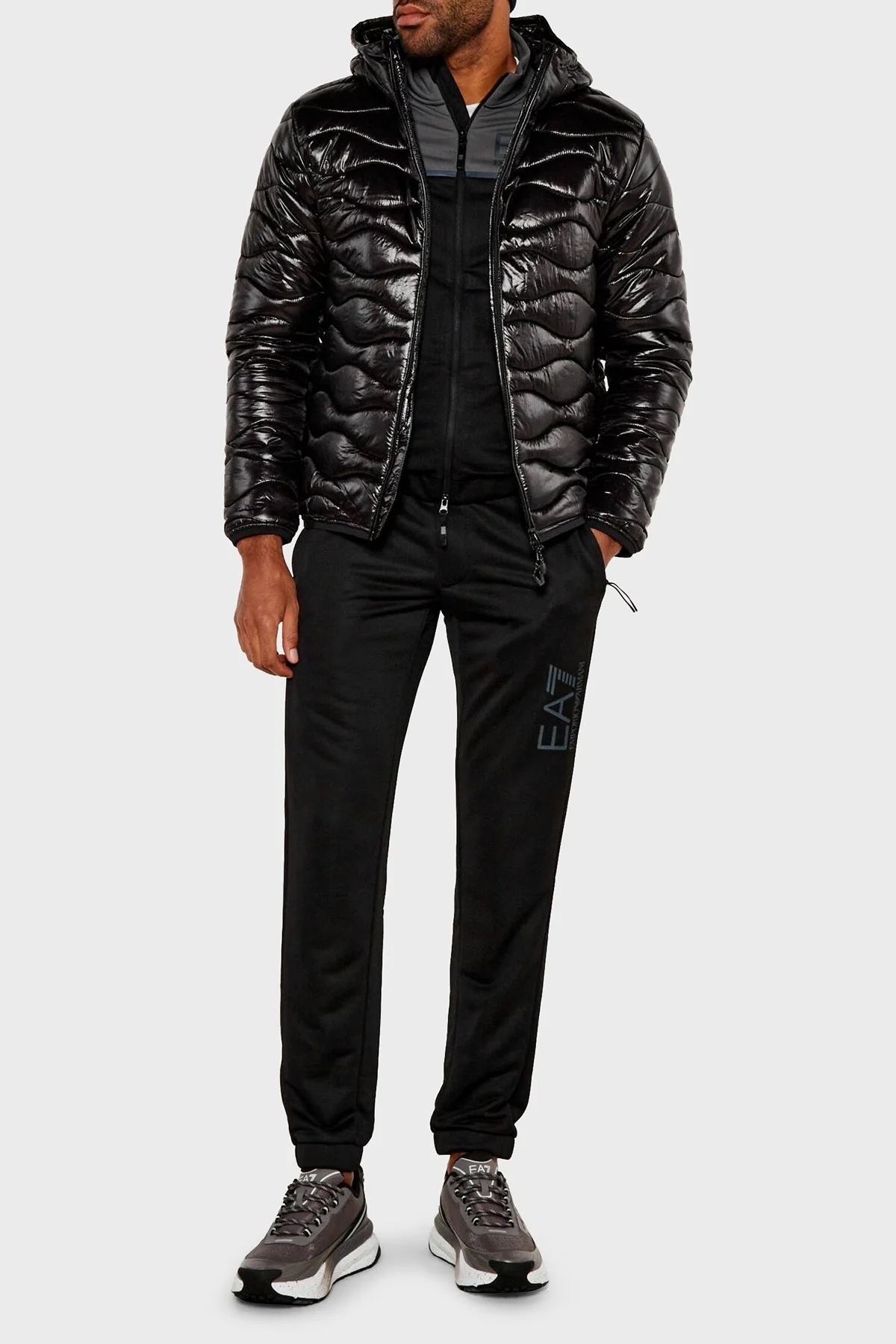 EA7 Regular Fit Kapüşonlu Parlak Şişme Erkek Mont 6DPB47 PNHTZ 1200 SİYAH - 2