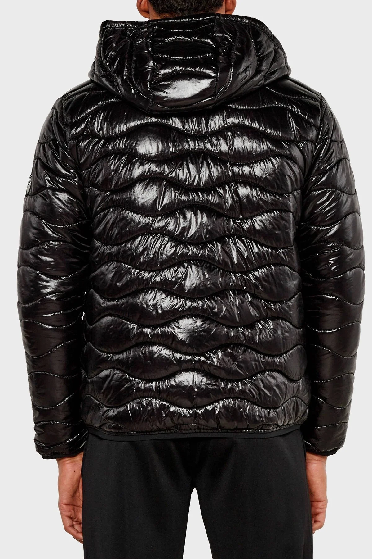 EA7 Regular Fit Kapüşonlu Parlak Şişme Erkek Mont 6DPB47 PNHTZ 1200 SİYAH - 5