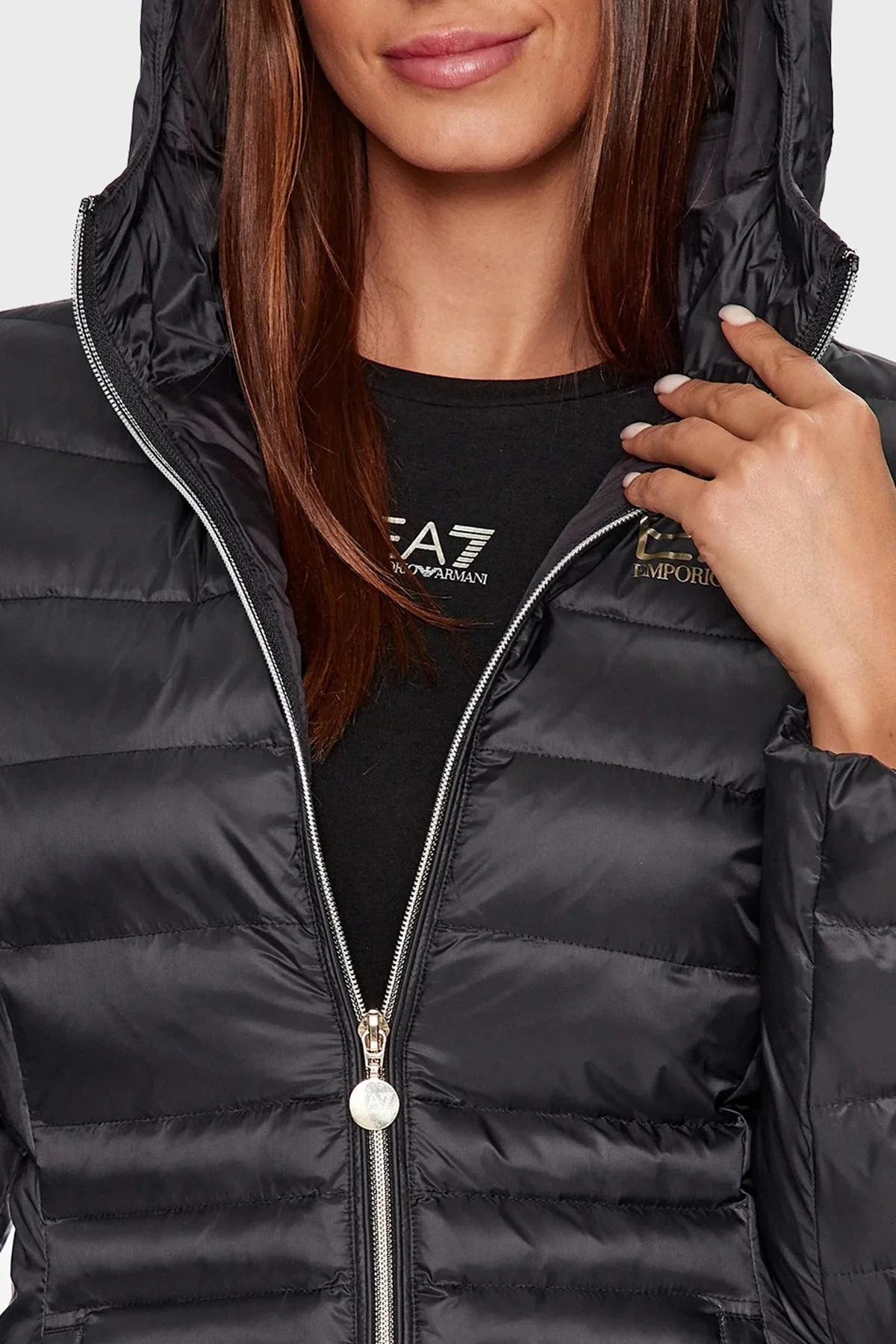 EA7 Regular Fit Kapüşonlu Şişme Bayan Mont 6RTB01 TN88Z 0200 SİYAH - 4