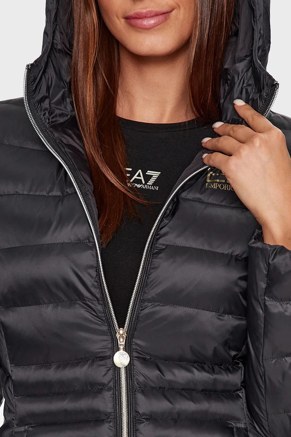 EA7 Regular Fit Kapüşonlu Şişme Kadın Mont 6RTB01 TN88Z 0200 SİYAH - 4