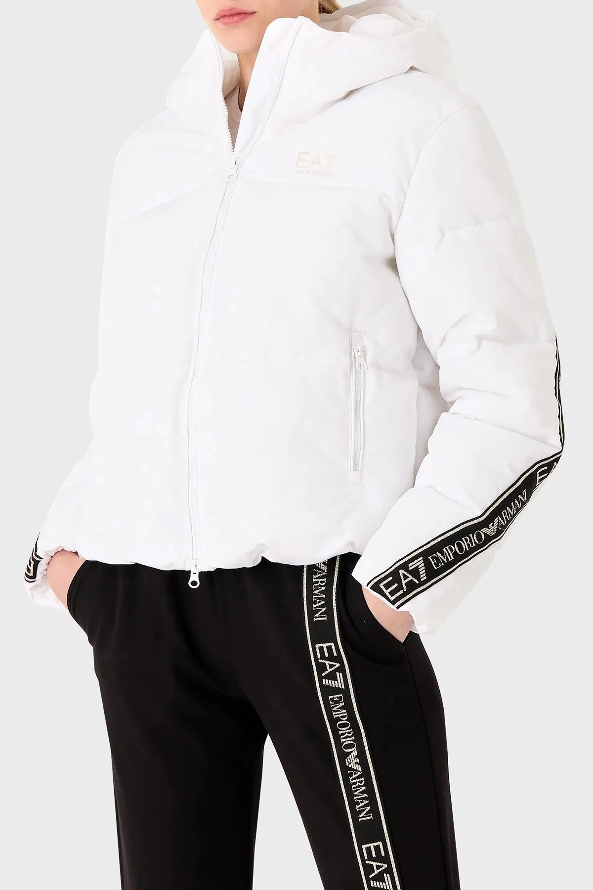 EA7 Regular Fit Kapüşonlu Şişme Bayan Mont 6RTB25 TN8AZ 1100 BEYAZ - 1