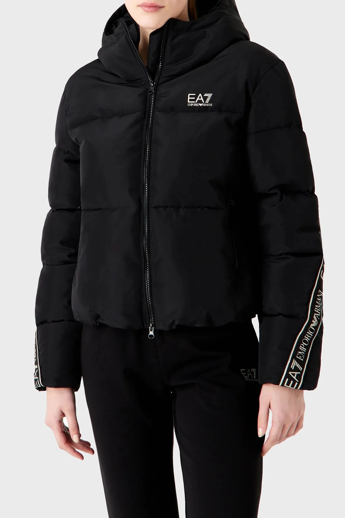 EA7 Regular Fit Kapüşonlu Şişme Bayan Mont 6RTB25 TN8AZ 1200 SİYAH - 1