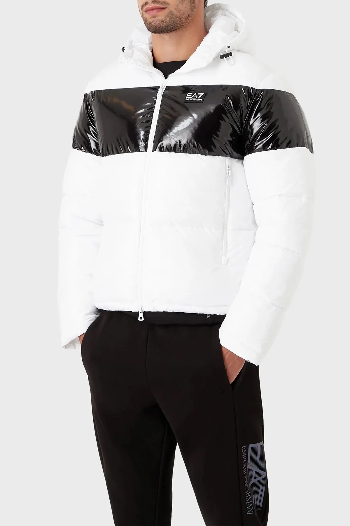 EA7 Regular Fit Kapüşonlu Şişme Erkek Mont 6LPB10 PN5ZZ 0101 BEYAZ - 1