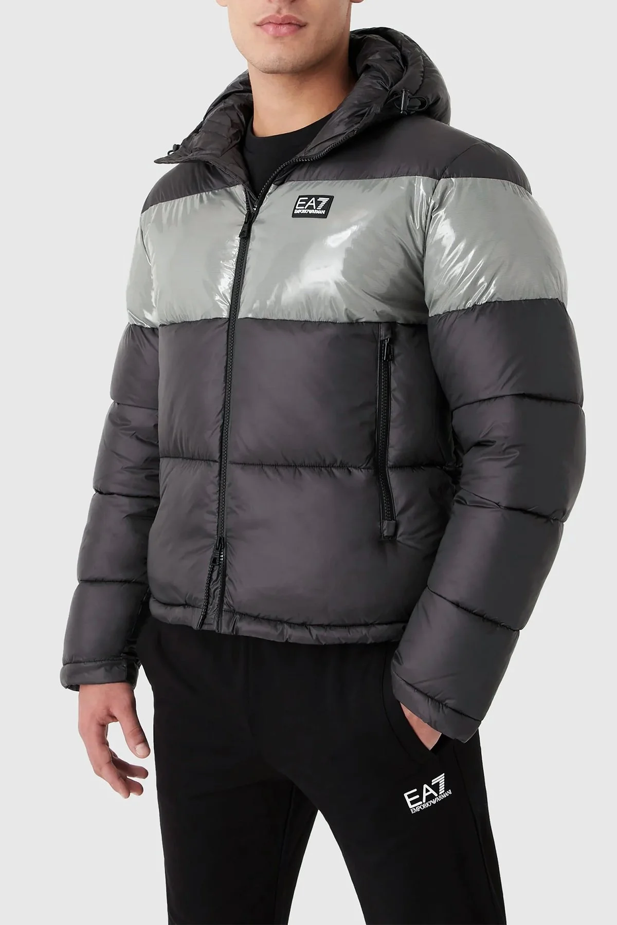 EA7 Regular Fit Kapüşonlu Şişme Erkek Mont 6LPB10 PN5ZZ 1200 SİYAH - 1