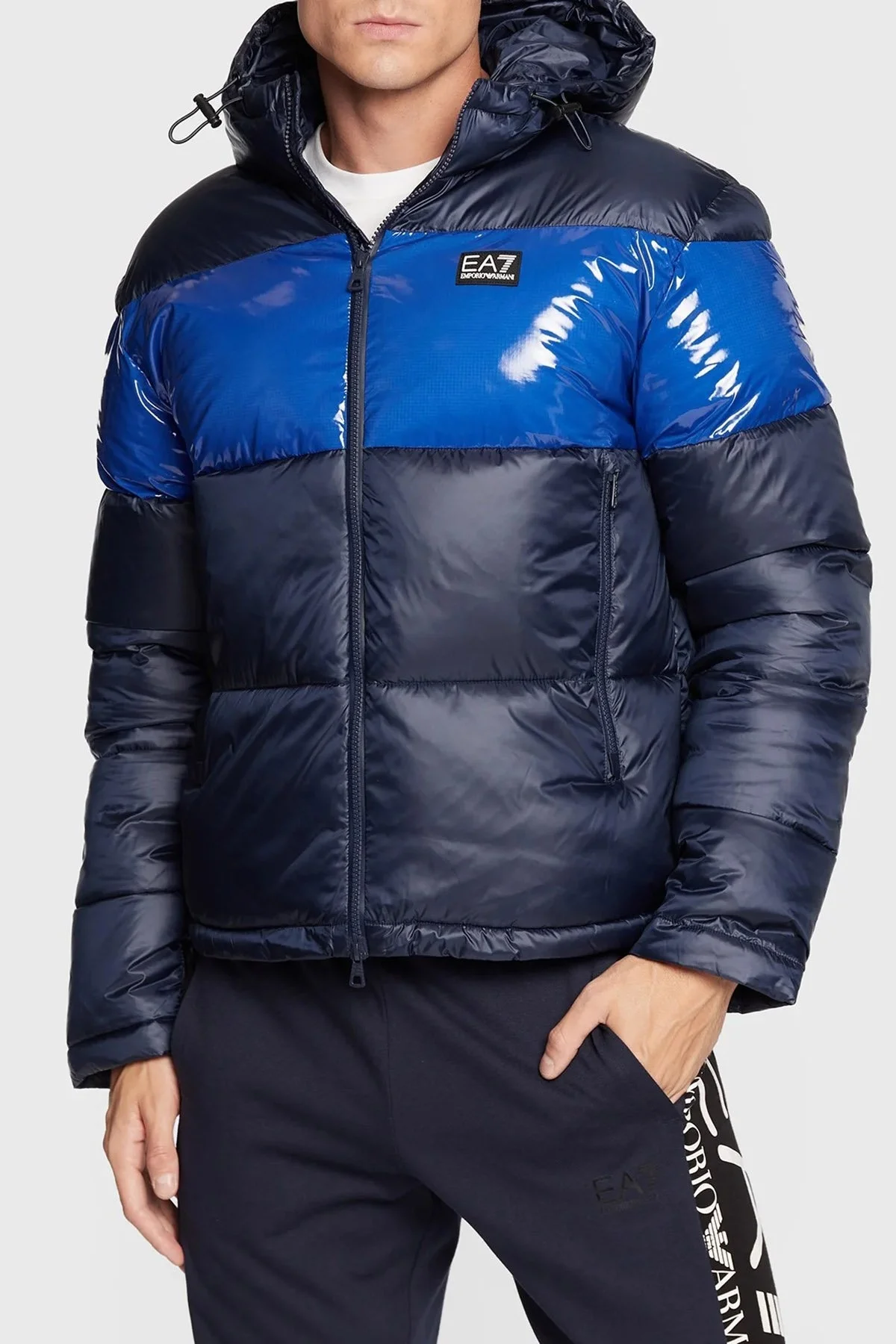 EA7 Regular Fit Kapüşonlu Şişme Erkek Mont 6LPB10 PN5ZZ 1554 LACİVERT - 1