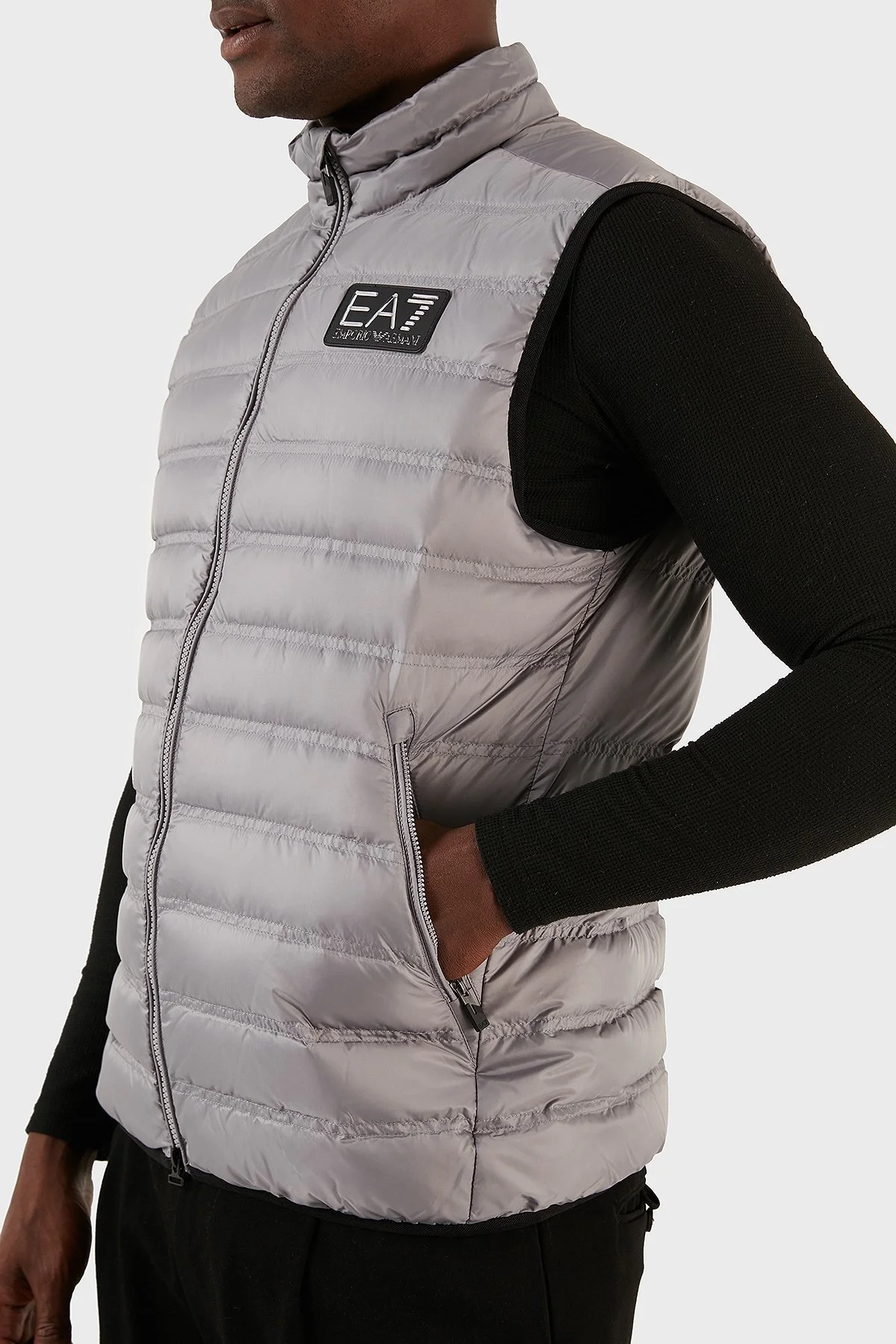 EA7 Regular Fit Kuş Tüyü Dolgulu Şişme Erkek Yelek 6RPQ02 PN5ZZ 1920 GRİ - 4