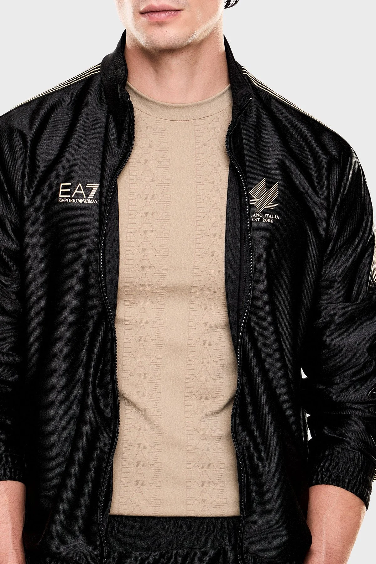 EA7 Regular Fit Logolu Dik Yaka Erkek Eşofman Takımı 7M001613 AF21688 UC001 SİYAH - 2