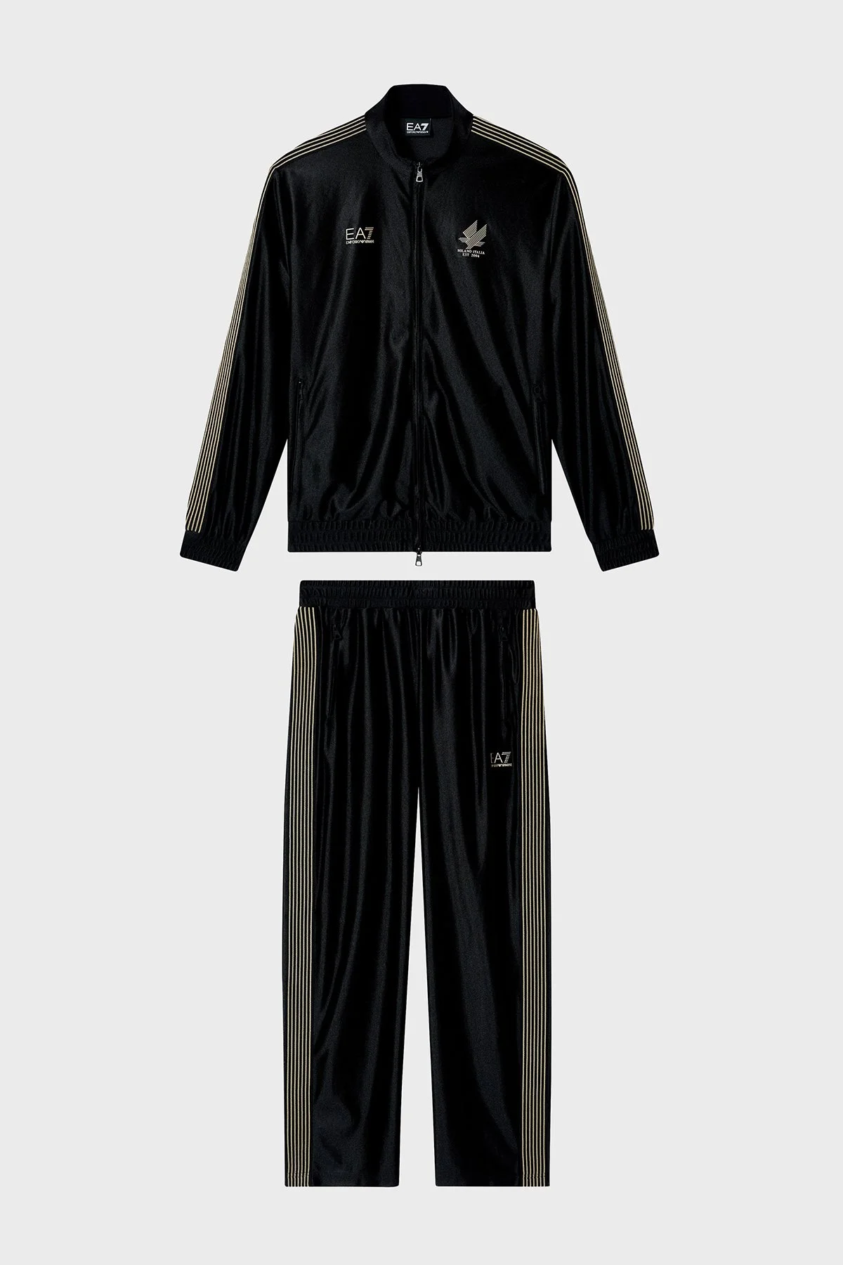 EA7 Regular Fit Logolu Dik Yaka Erkek Eşofman Takımı 7M001613 AF21688 UC001 SİYAH - 5