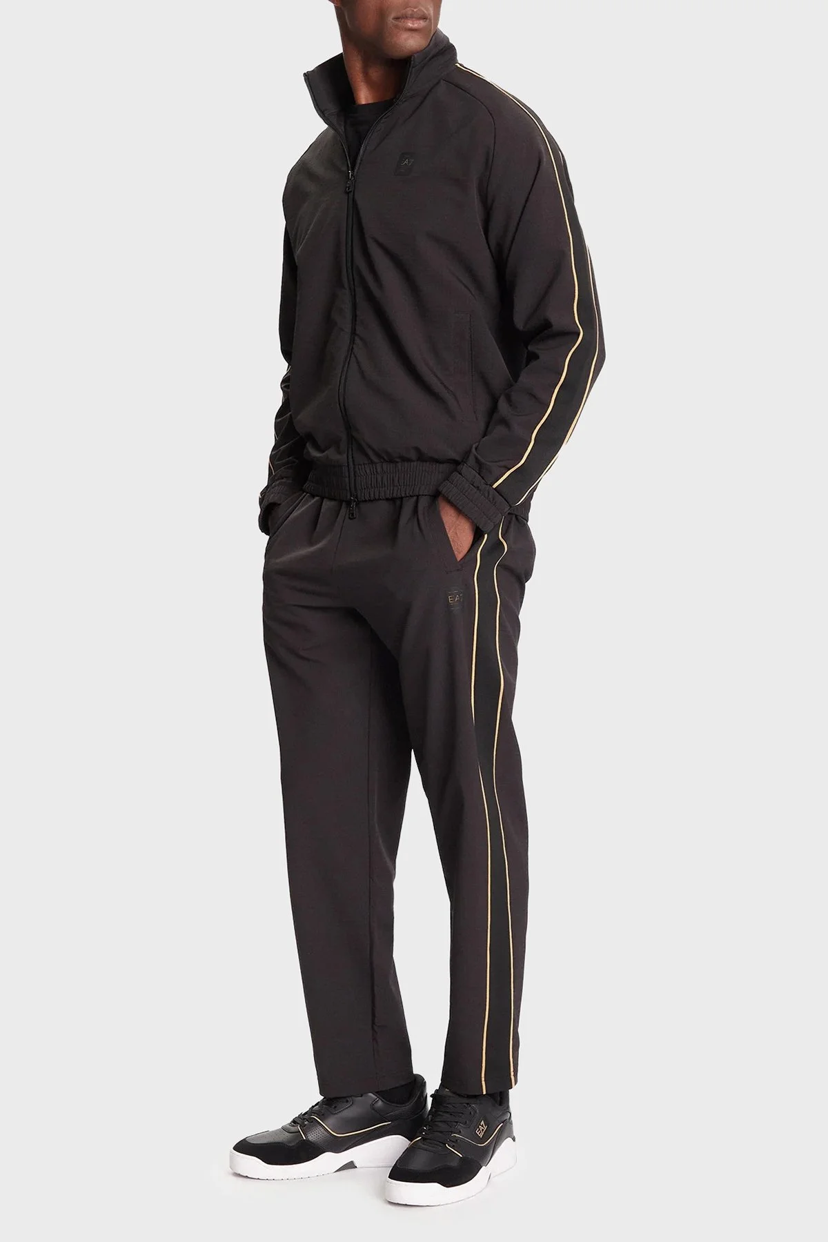 EA7 Regular Fit Logolu Düz Paça Erkek Eşofman Takımı 7M000785 AF16945 UC001 SİYAH - 1