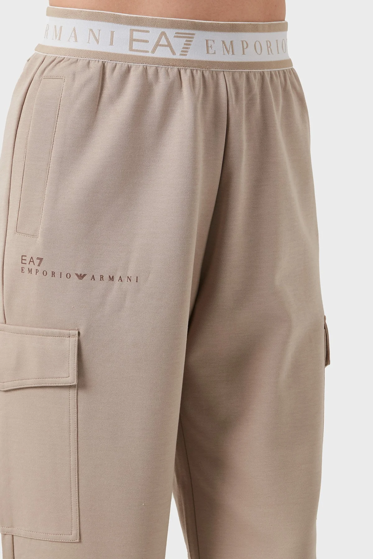 EA7 Regular Fit Normal Bel Ribanalı Paça Logolu Jogger Kadın Pantolon 7W000282 AF12501 U6155 BEJ - 6
