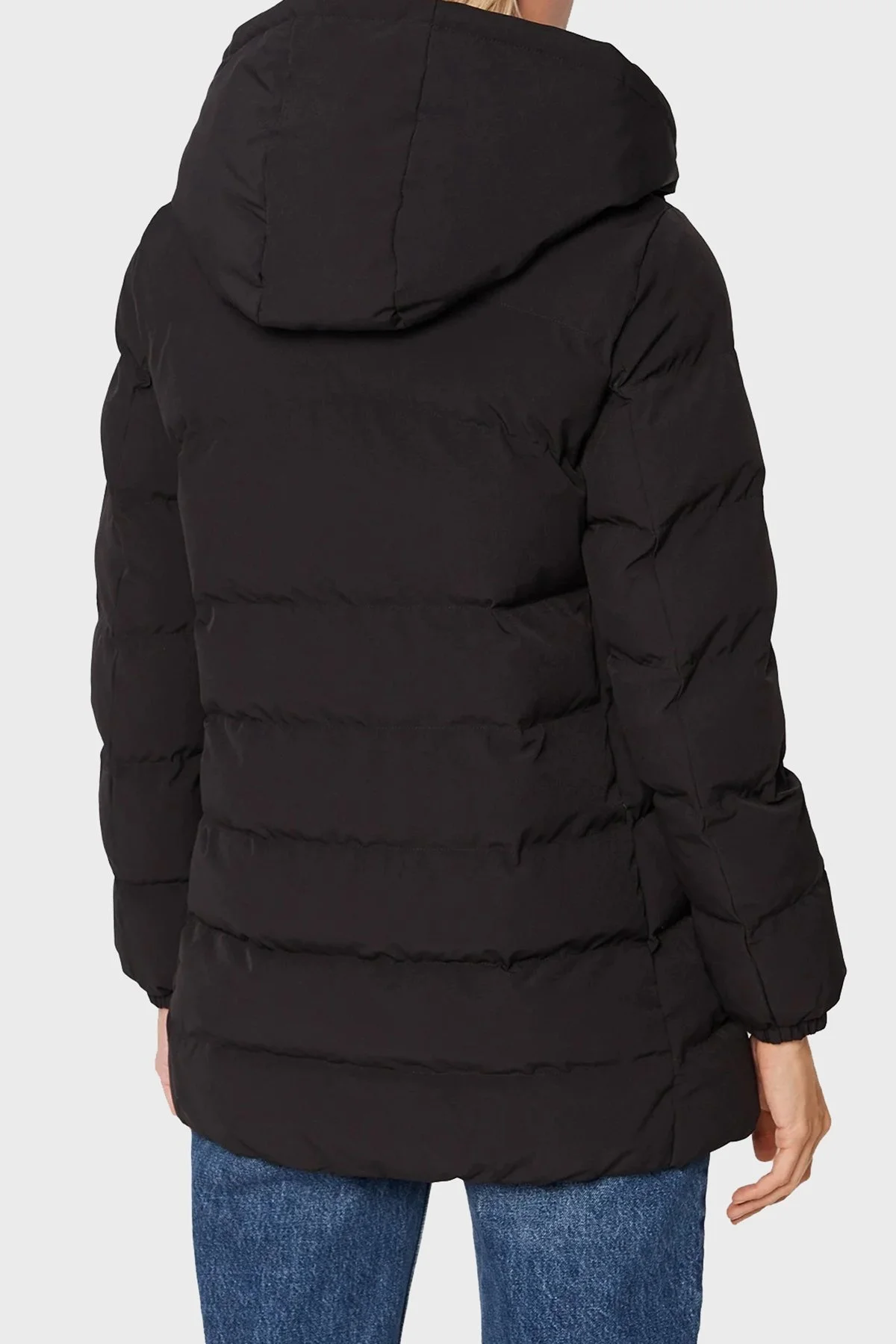 EA7 Regular Fit Rüzgar ve Isı Kaybı Korumalı Çıkarılabilir Kapüşonlu Uzun Bayan Mont 6LTK09 TN5VZ 0200 SİYAH - 3