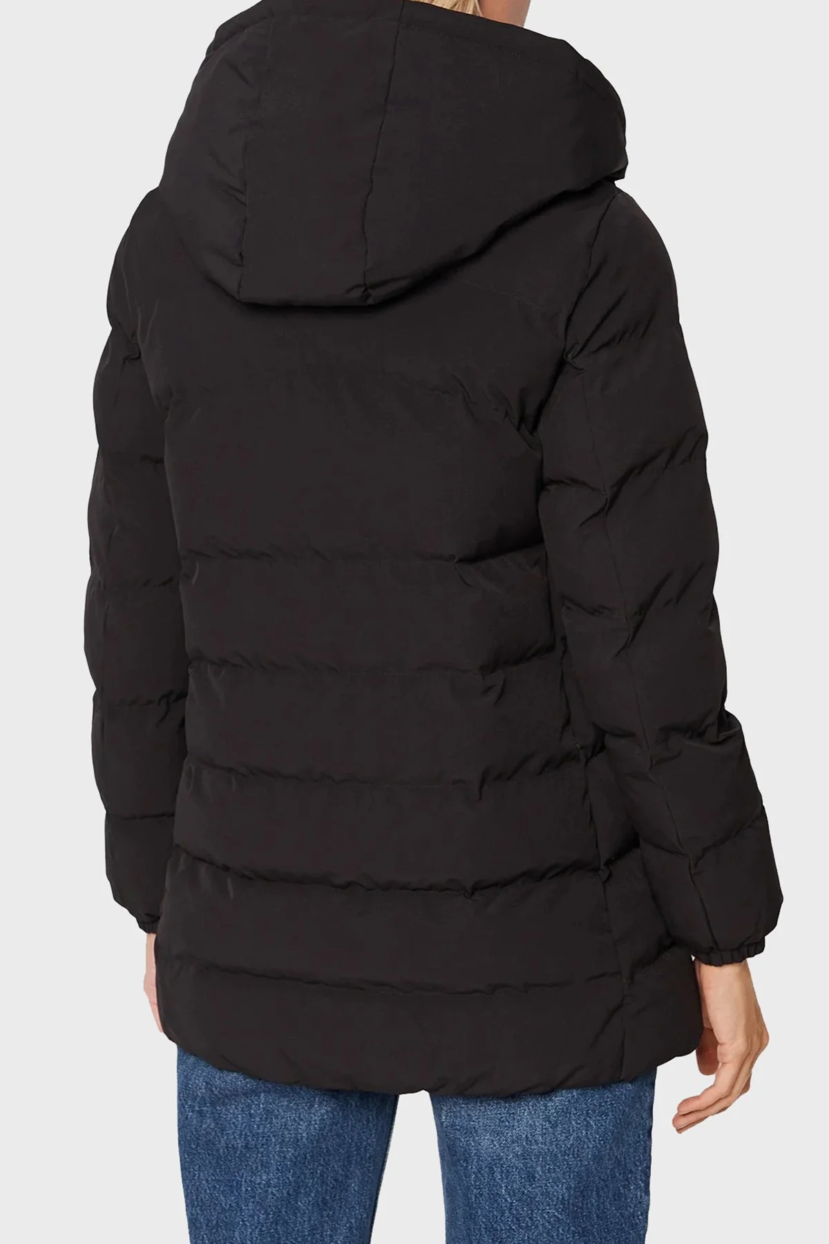 EA7 Regular Fit Rüzgar ve Isı Kaybı Korumalı Çıkarılabilir Kapüşonlu Uzun Kadın Mont 6LTK09 TN5VZ 0200 SİYAH - 3