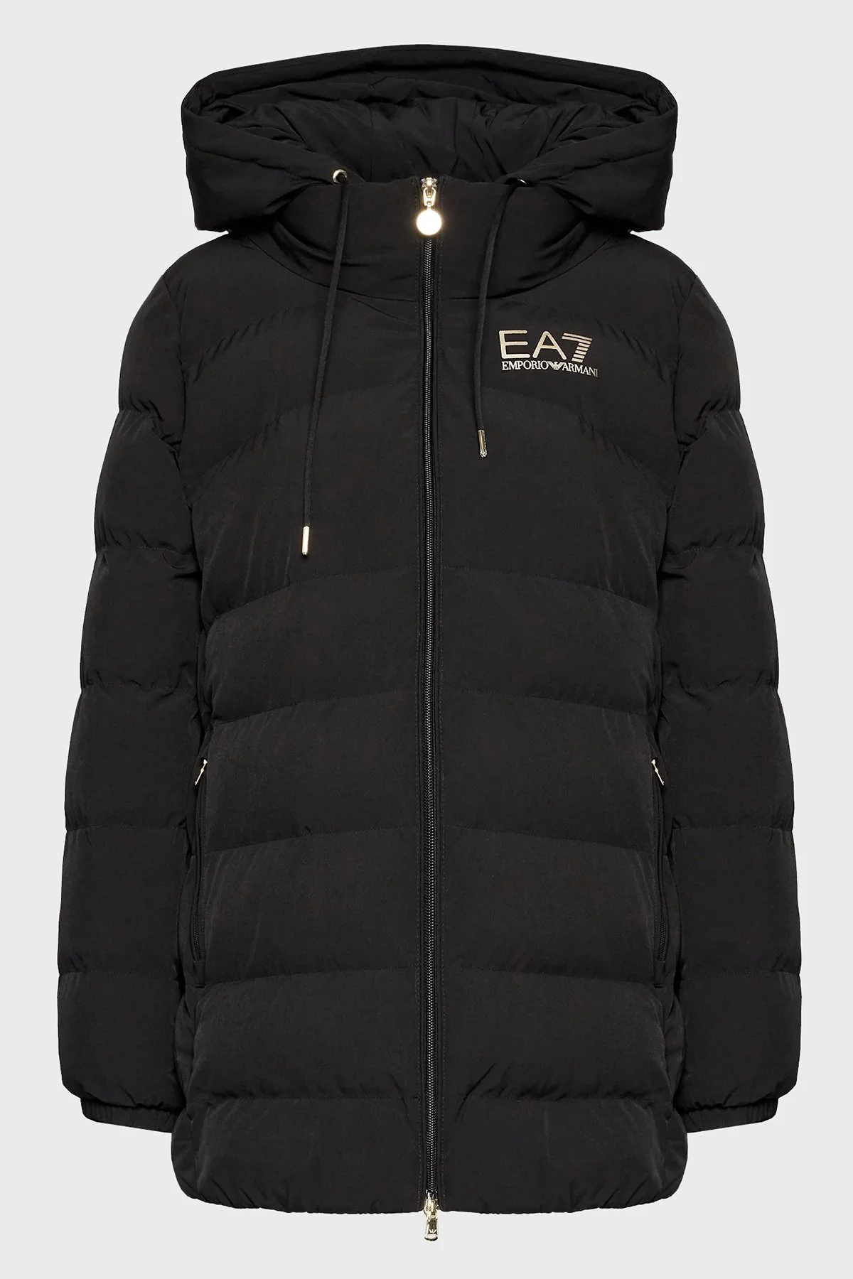 EA7 Regular Fit Rüzgar ve Isı Kaybı Korumalı Çıkarılabilir Kapüşonlu Uzun Kadın Mont 6LTK09 TN5VZ 0200 SİYAH - 7