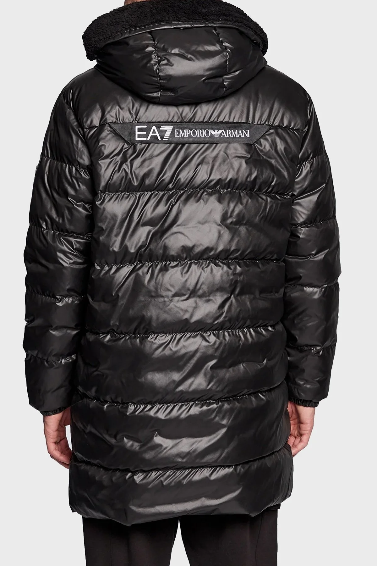 EA7 Regular Fit Suni Kürk Kapüşonlu Uzun Şişme Erkek Mont 6LPK01 PN3BZ 1200 SİYAH - 2