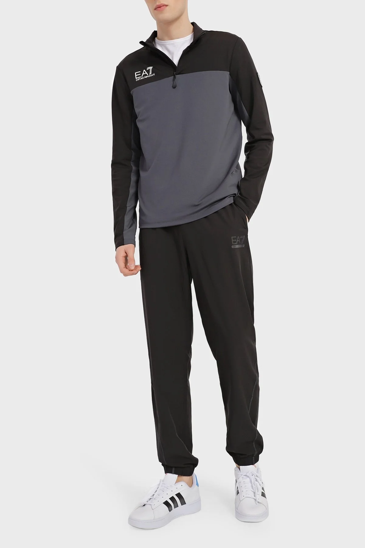 EA7 Regular Fit Yarım Fermuarlı Dik Yaka Kışlık Erkek Sweat 6LPMD1 PJKAZ 1957 SİYAH-LACİVERT - 3