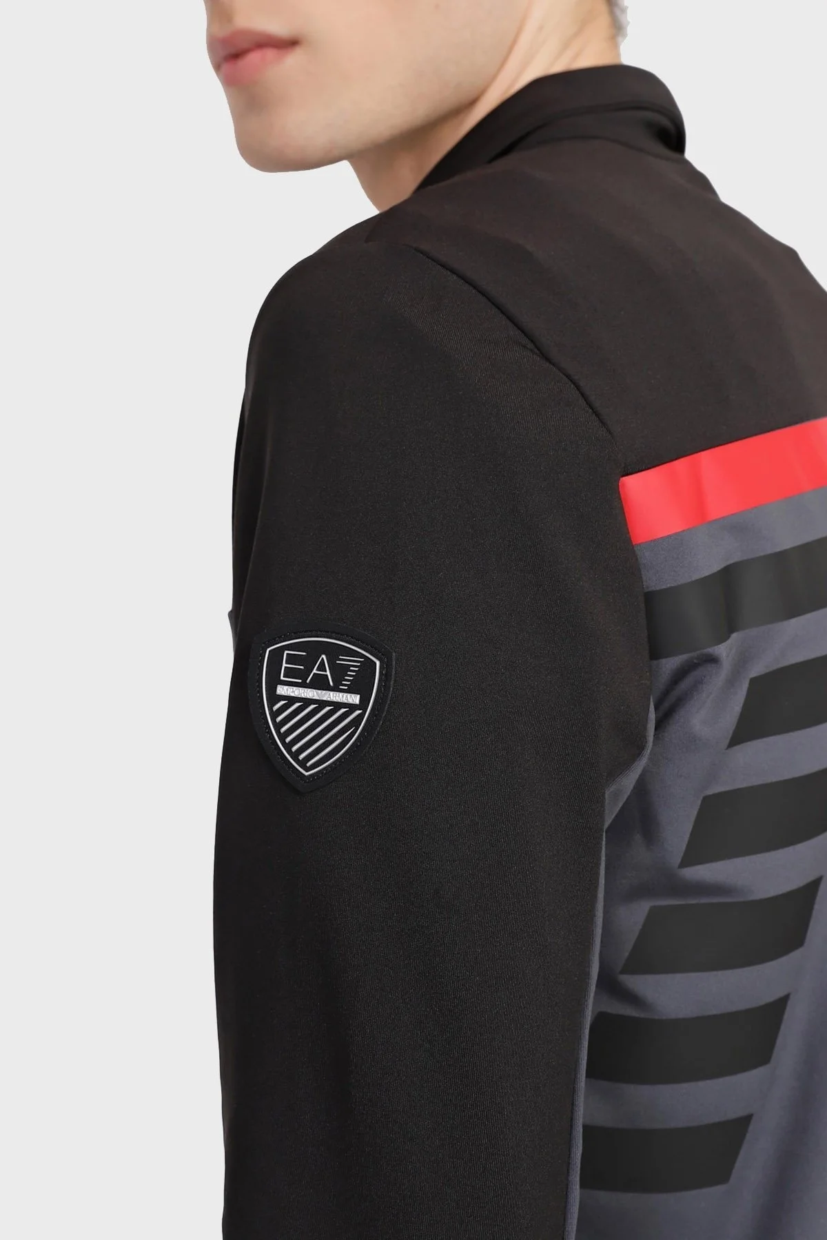 EA7 Regular Fit Yarım Fermuarlı Dik Yaka Kışlık Erkek Sweat 6LPMD1 PJKAZ 1957 SİYAH-LACİVERT - 4