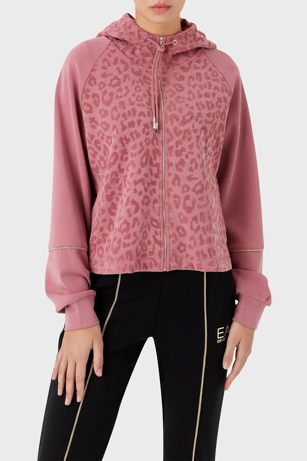 EA7 Relaxed Fit Fermuarlı Kapüşonlu Bayan Sweat 6LTM22 TJGFZ 1438 GÜL KURUSU - 1
