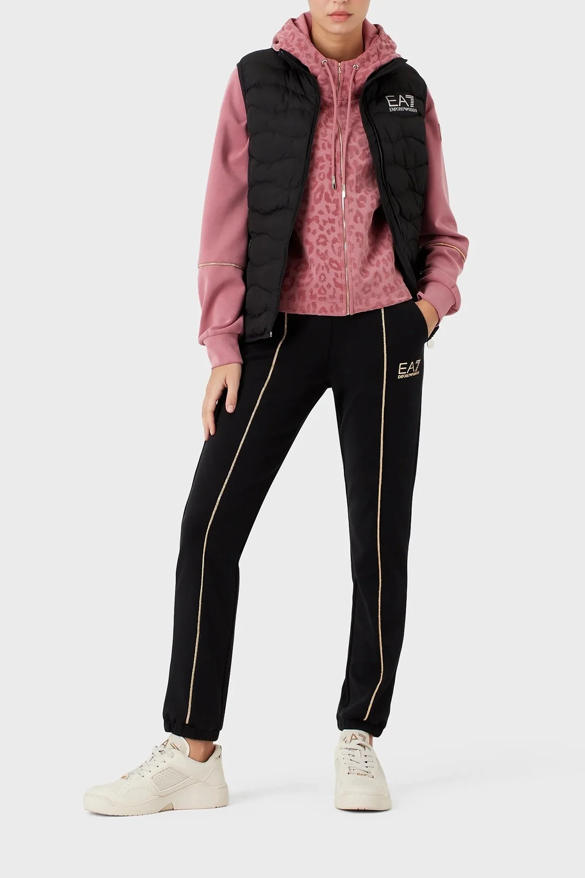 EA7 Relaxed Fit Fermuarlı Kapüşonlu Bayan Sweat 6LTM22 TJGFZ 1438 GÜL KURUSU - 2