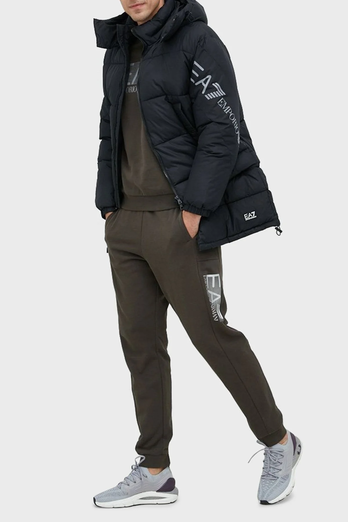 EA7 Rüzgar Geçirmez Çıkarılabilir Kapüşonlu Şişme Erkek Mont 6LPK03 PNADZ 1200 SİYAH - 2